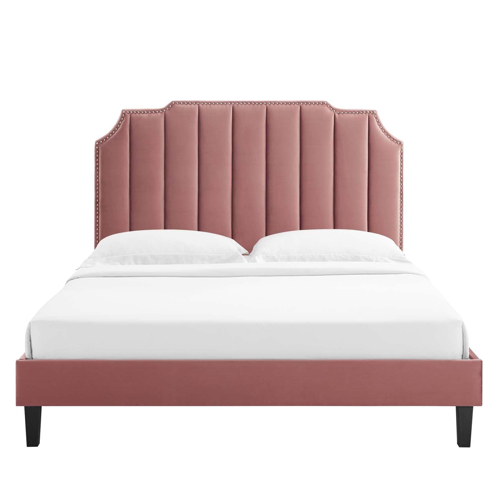 Colette Full Performance Velvet Platform Bed, MOD-6890 FredCo