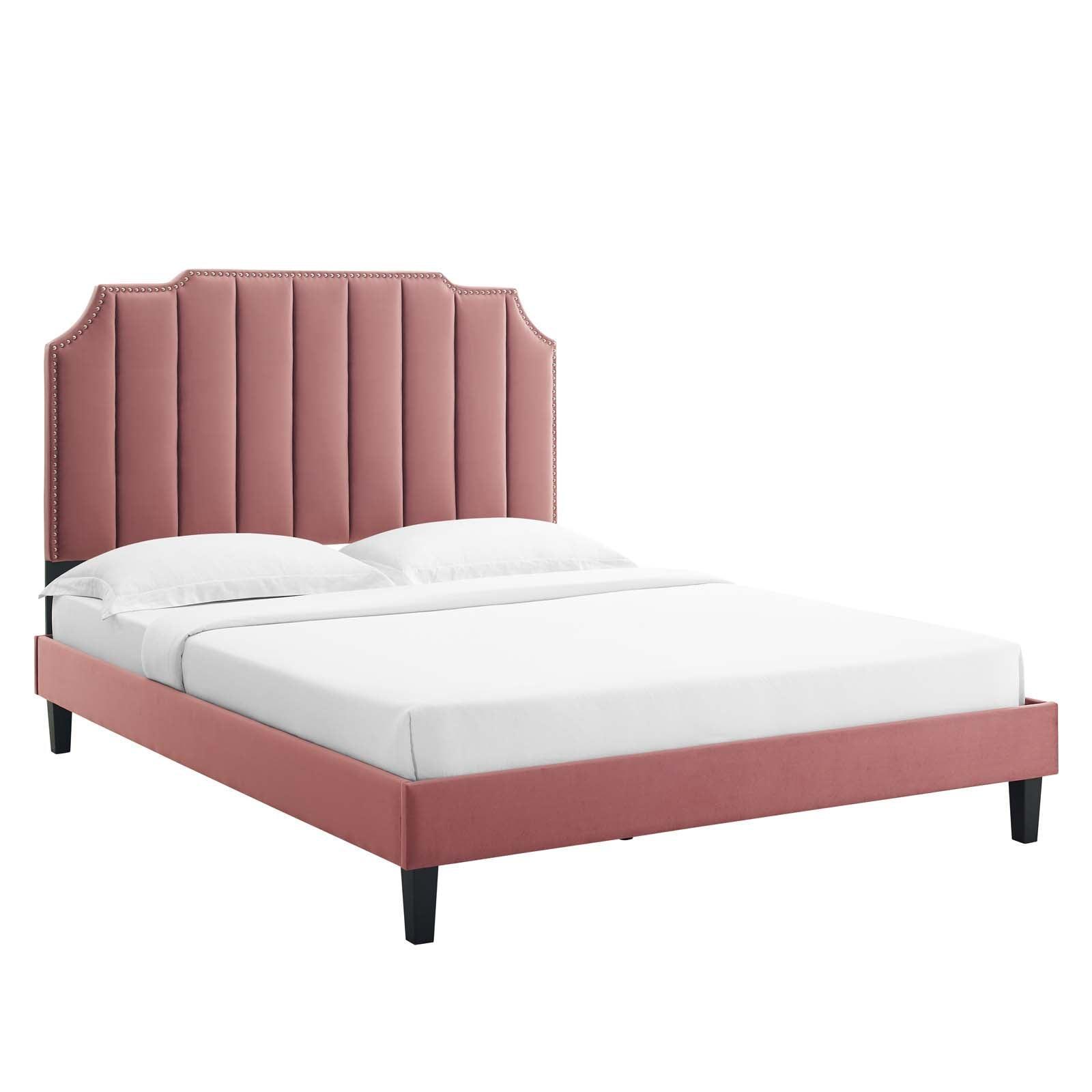 Colette Full Performance Velvet Platform Bed, MOD-6890 FredCo