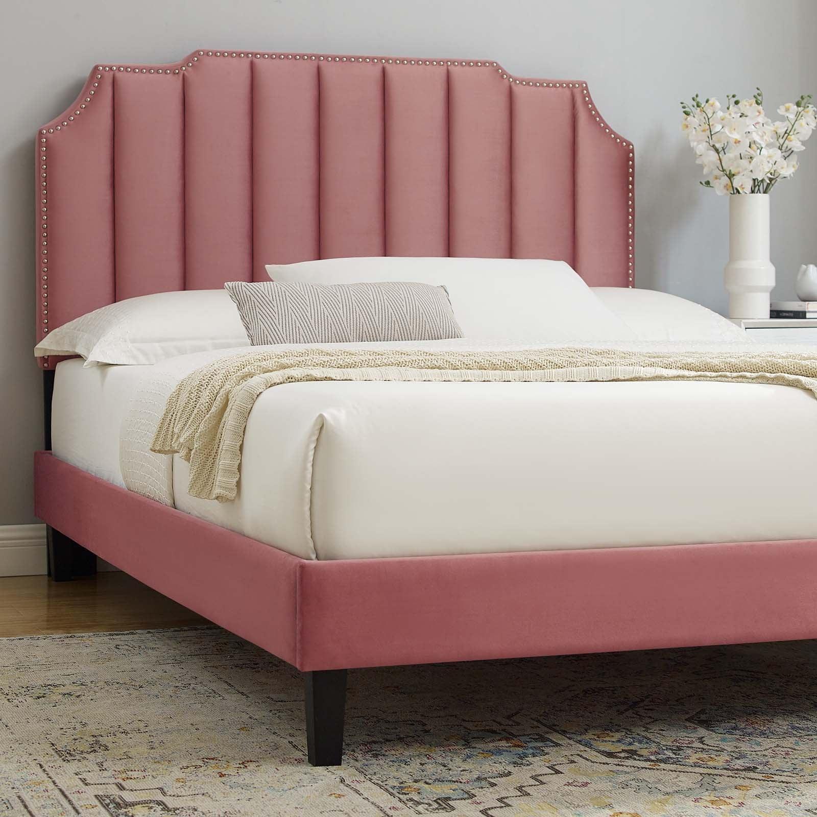 Colette Full Performance Velvet Platform Bed, MOD-6890 FredCo
