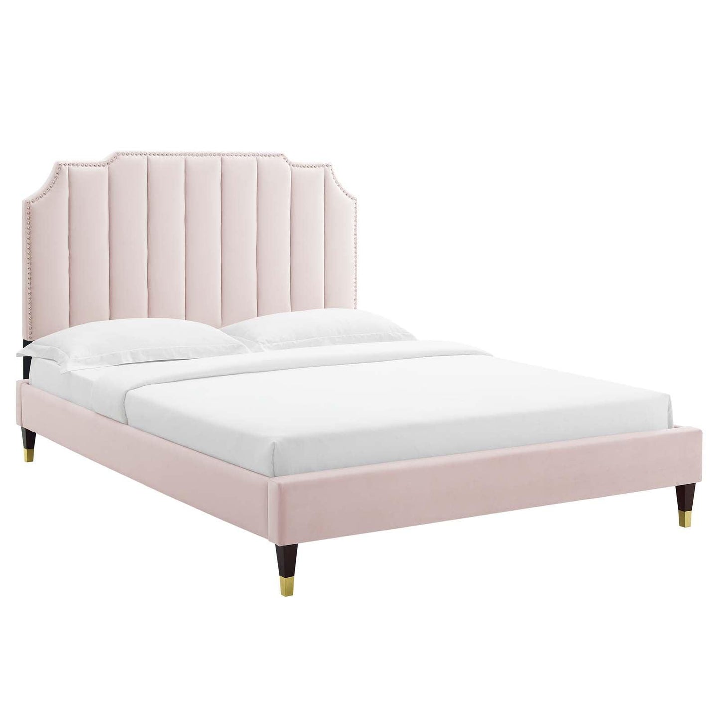 Colette King Performance Velvet Platform Bed, MOD-7074 FredCo