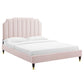 Colette King Performance Velvet Platform Bed, MOD-7074 FredCo