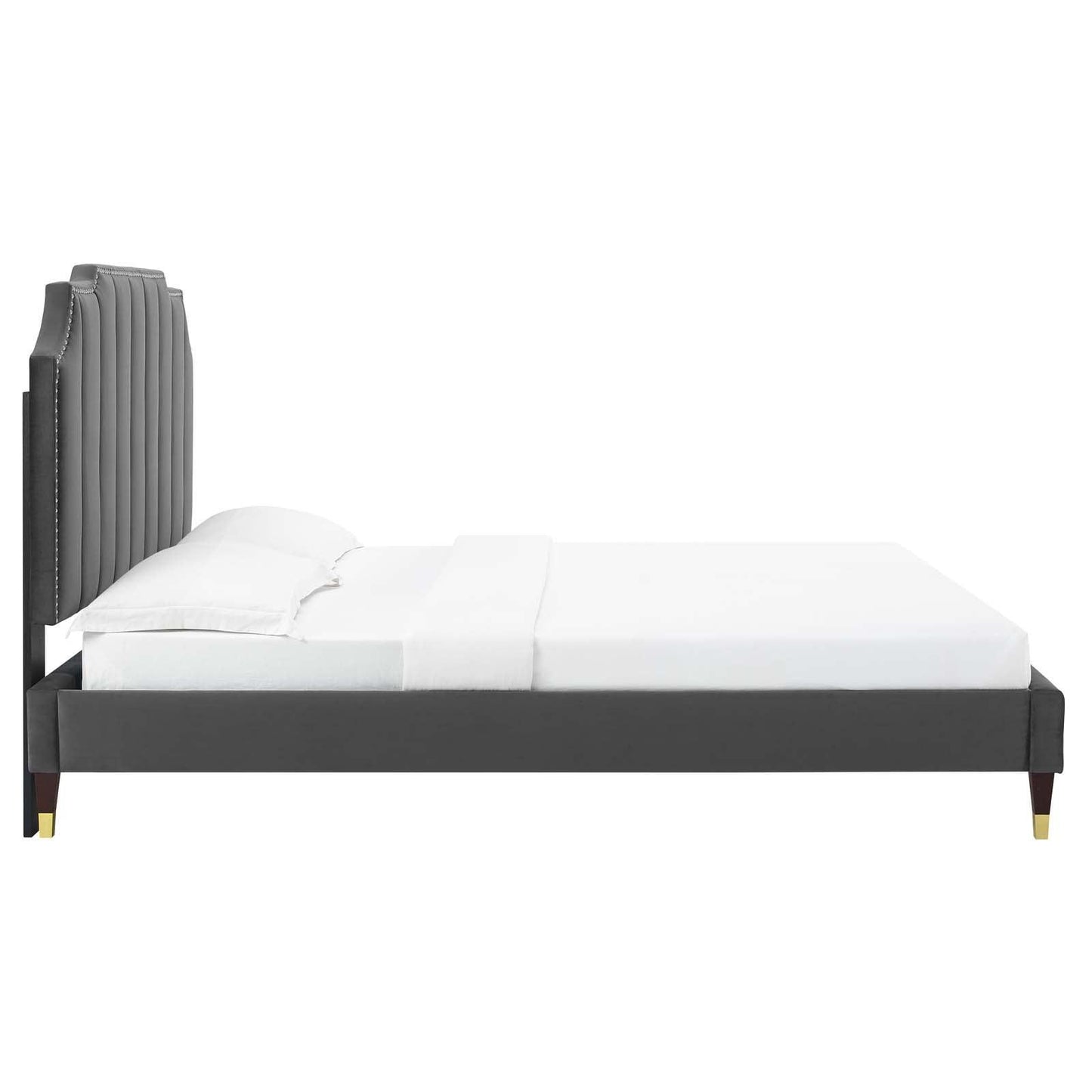 Colette King Performance Velvet Platform Bed, MOD-7074 FredCo