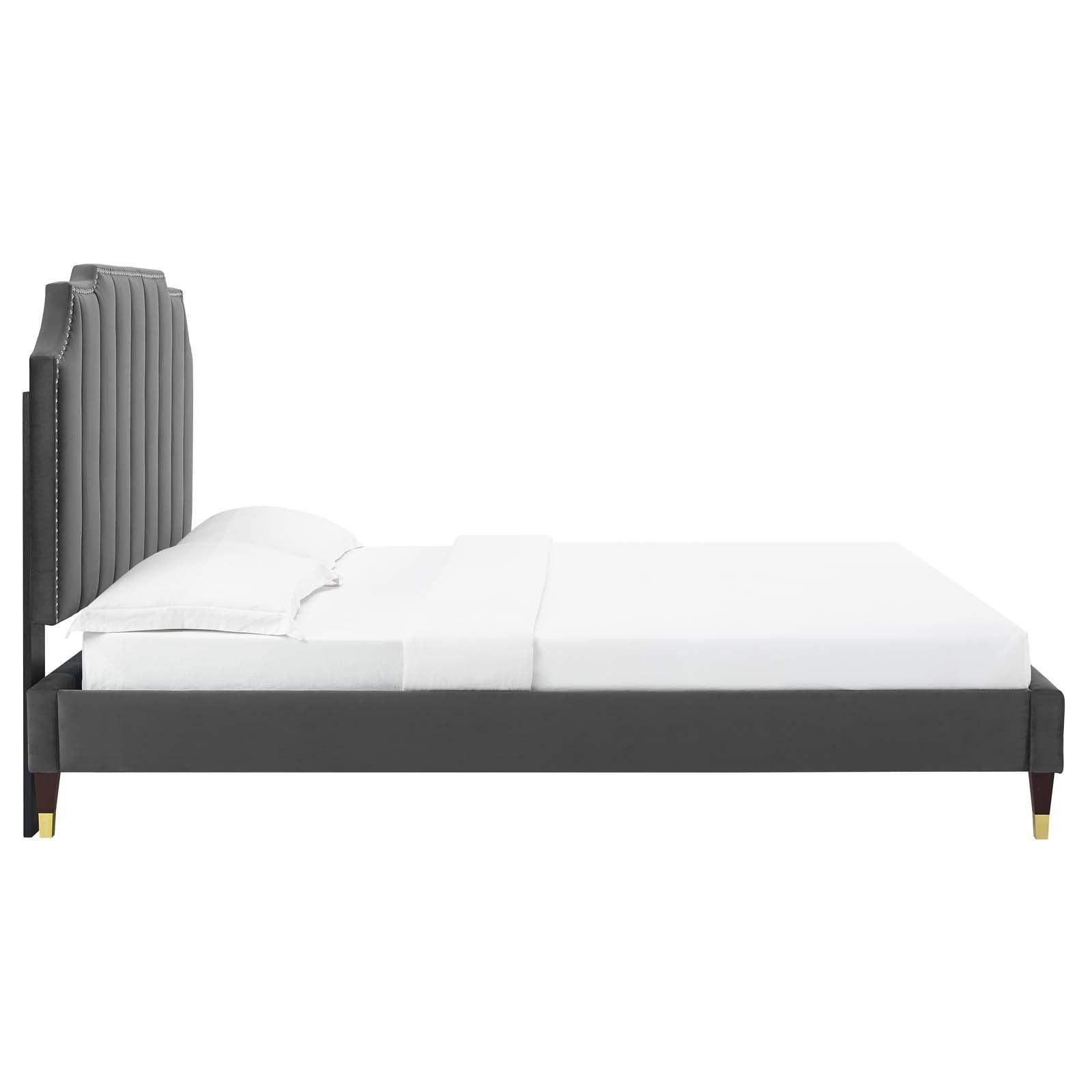 Colette King Performance Velvet Platform Bed, MOD-7074 FredCo
