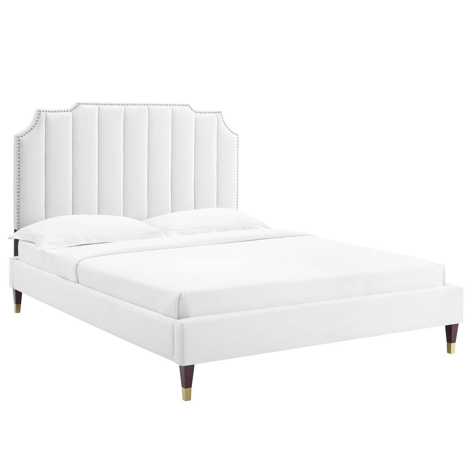Colette King Performance Velvet Platform Bed, MOD-7074 FredCo