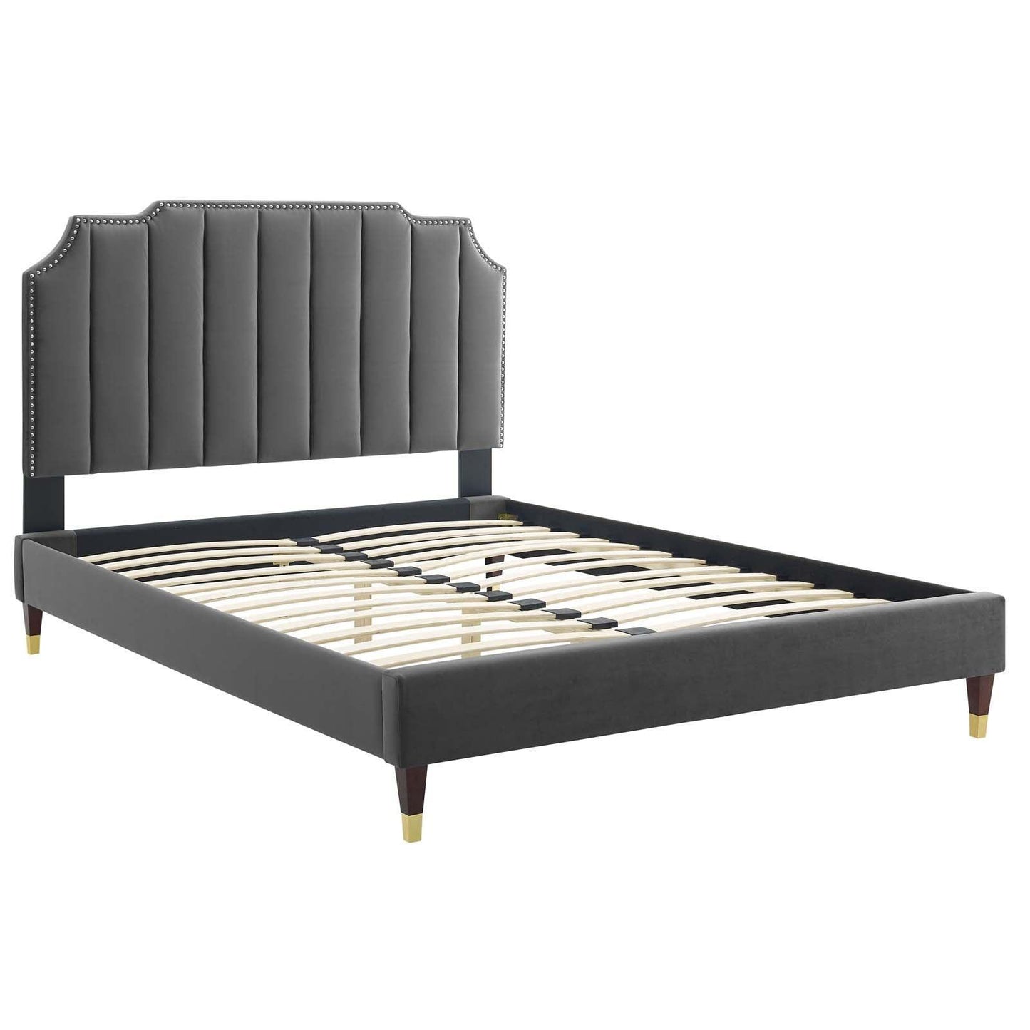 Colette King Performance Velvet Platform Bed, MOD-7074 FredCo
