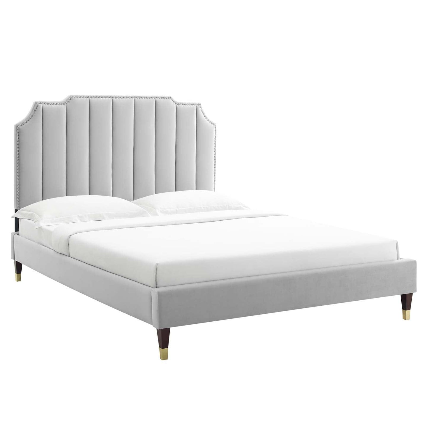 Colette King Performance Velvet Platform Bed, MOD-7074 FredCo
