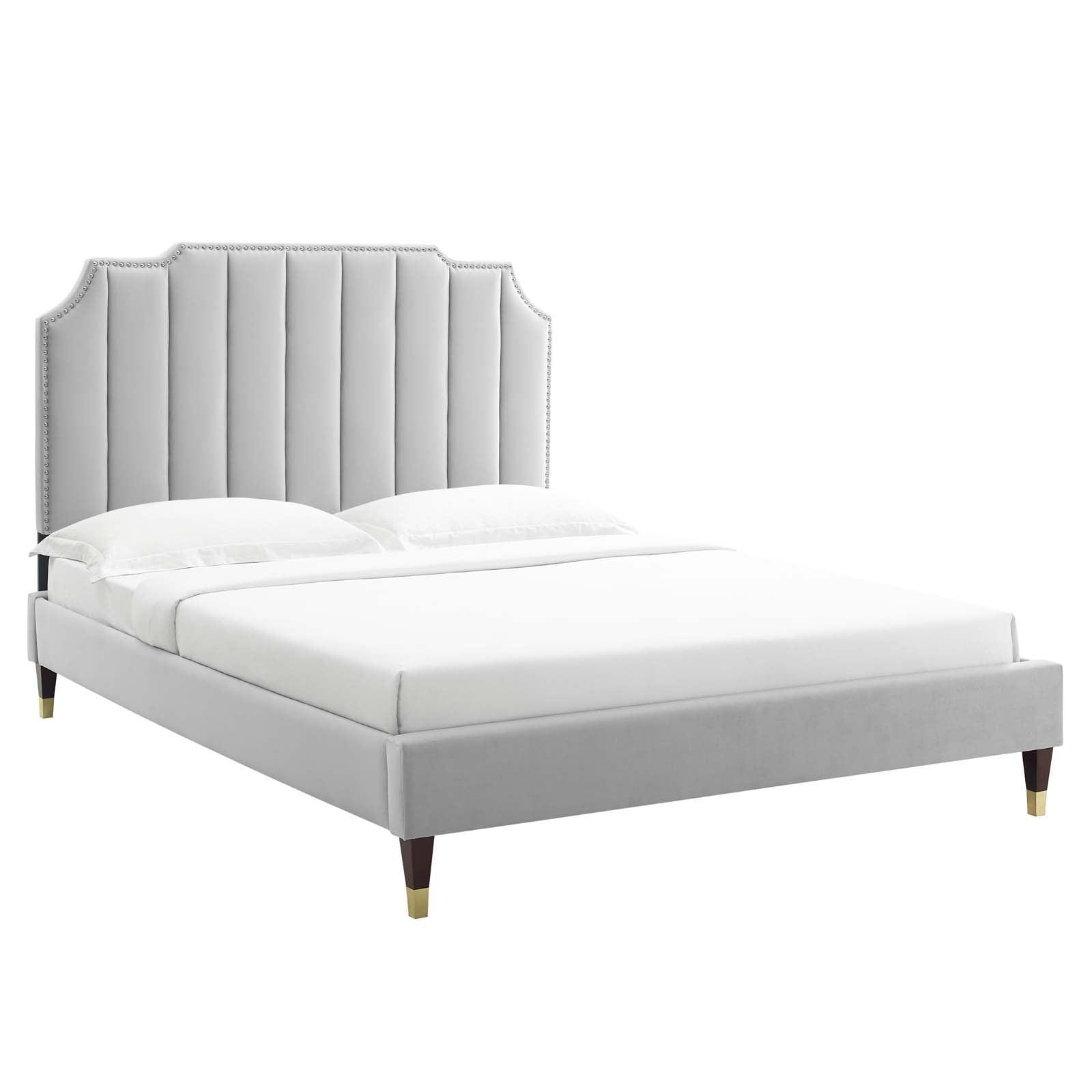 Colette King Performance Velvet Platform Bed, MOD-7074 FredCo