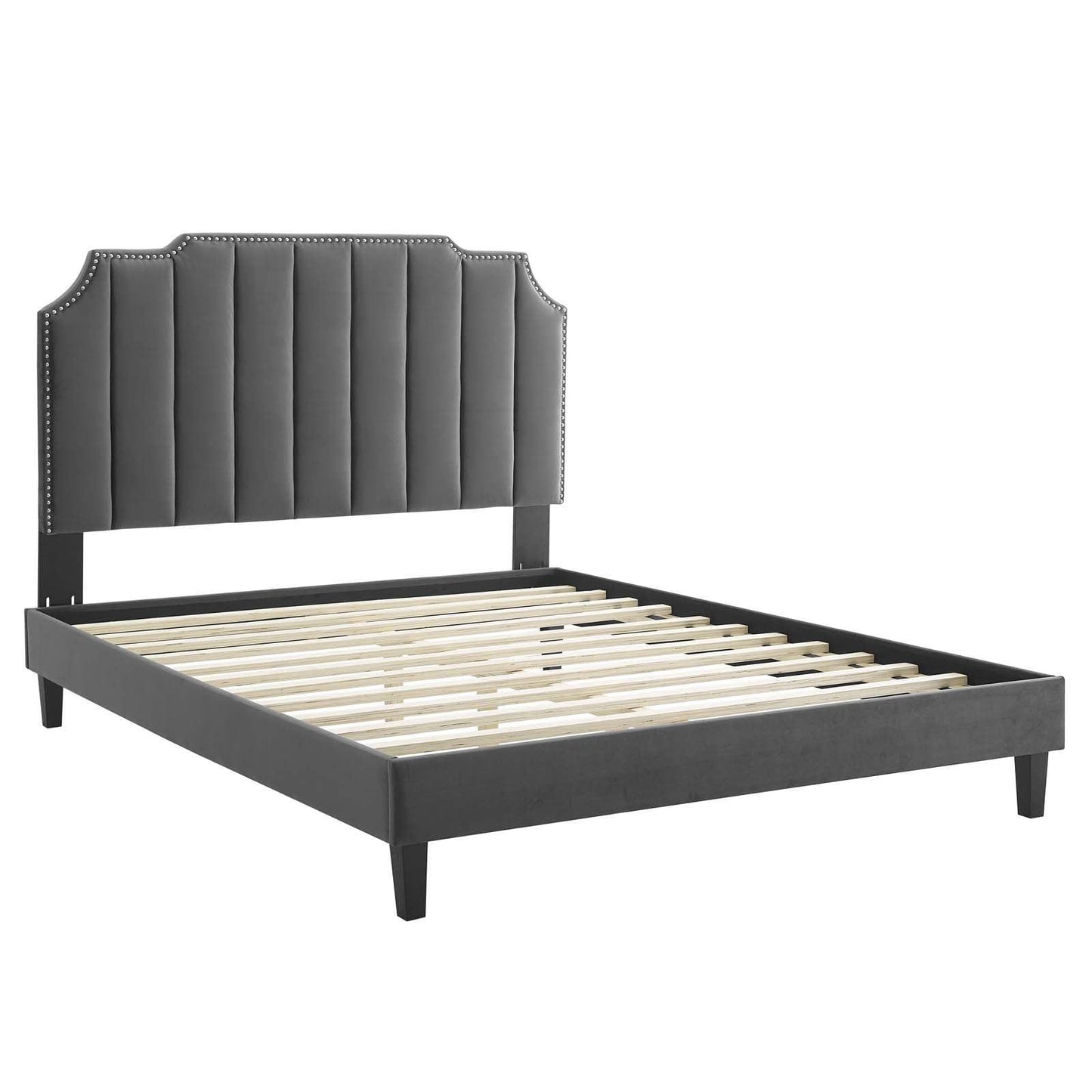 Colette King Performance Velvet Platform Bed, MOD-7075 FredCo