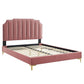 Colette Queen Performance Velvet Platform Bed, MOD-6583 FredCo