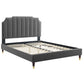 Colette Queen Performance Velvet Platform Bed, MOD-6584 FredCo