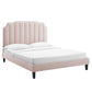 Colette Queen Performance Velvet Platform Bed, MOD-6585 FredCo