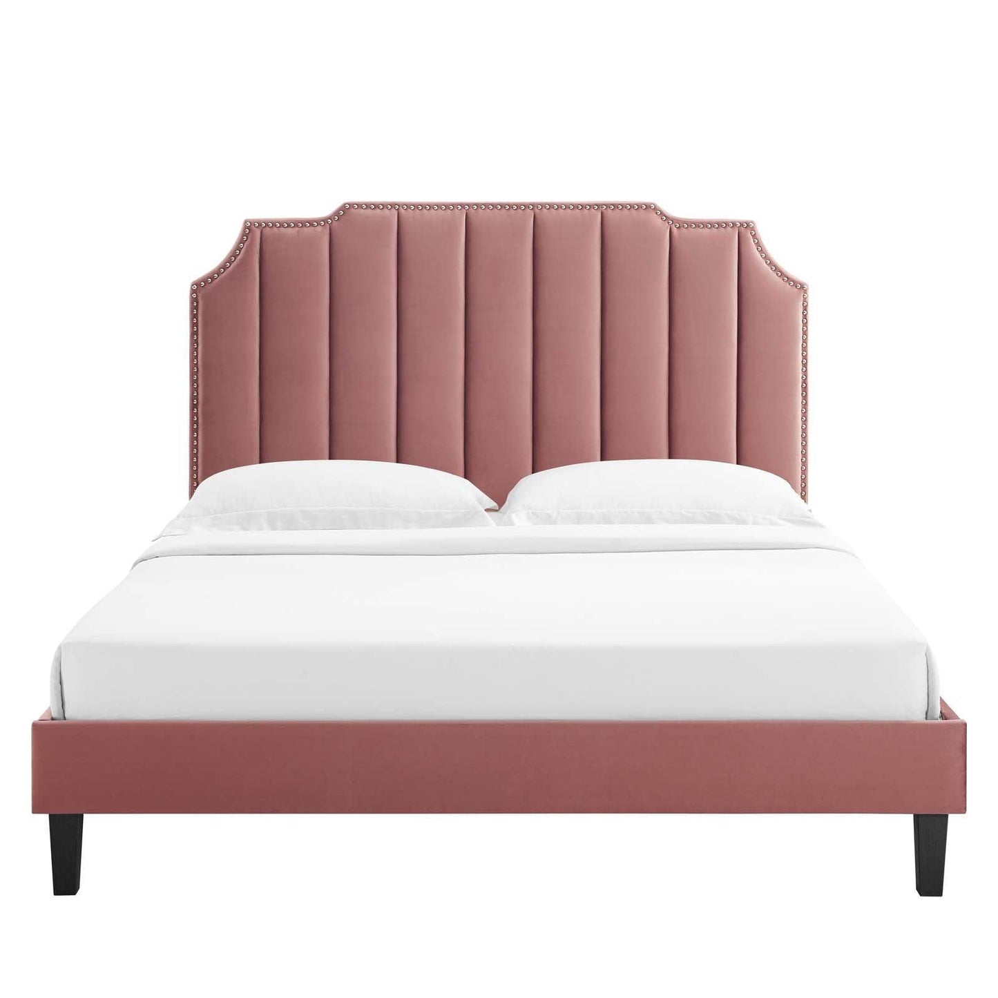Colette Queen Performance Velvet Platform Bed, MOD-6585 FredCo