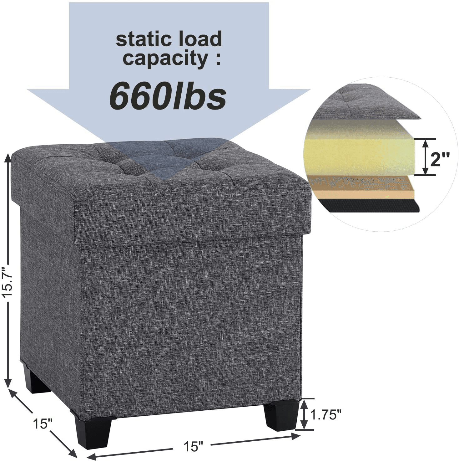 Collapsible Cube Storage Ottoman FredCo