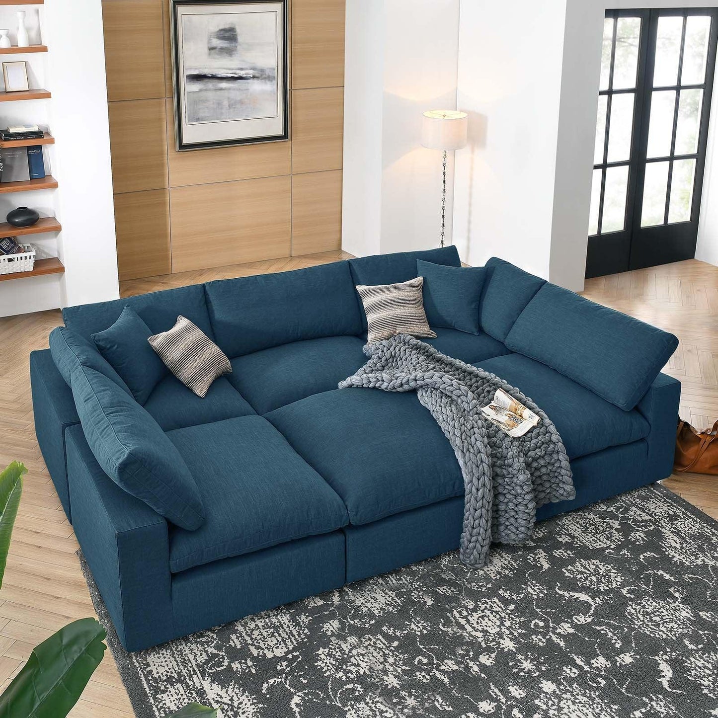 Commix Down Filled Overstuffed 6-Piece Sectional Sofa, EEI-5761 FredCo