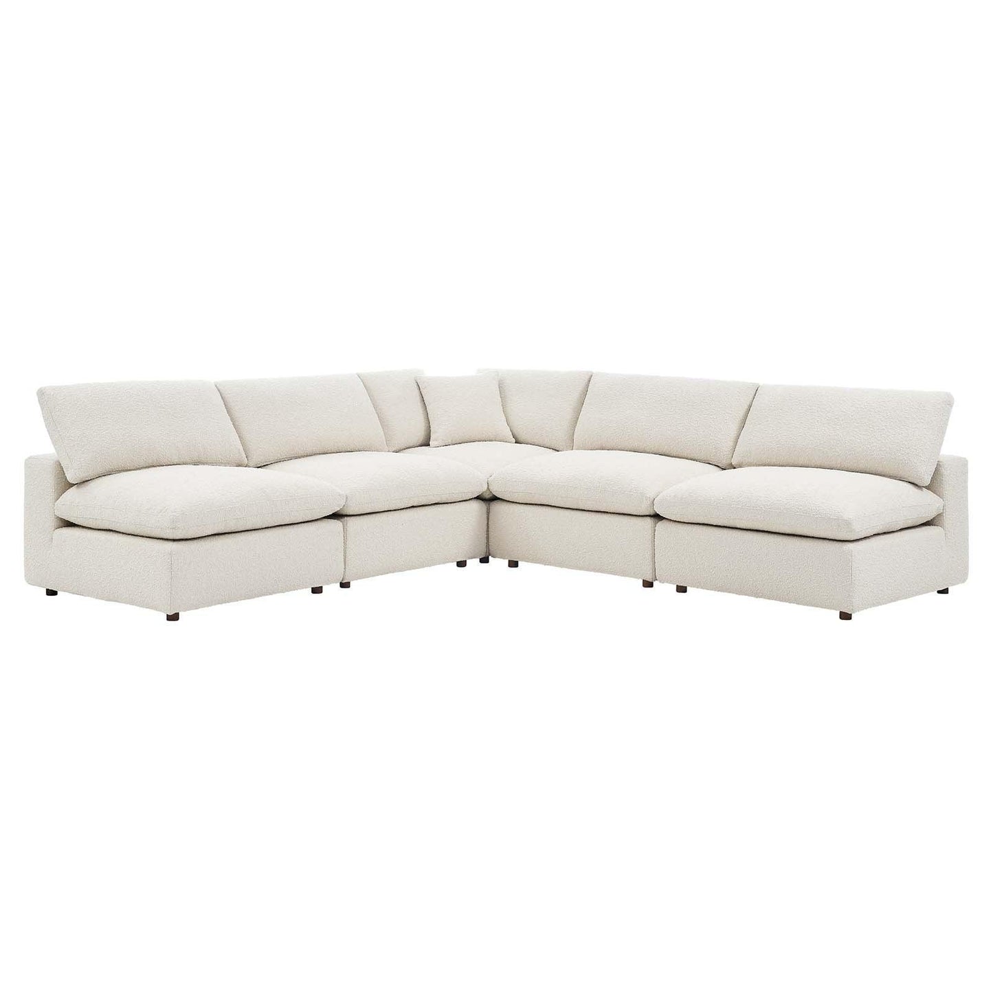 Commix Down Filled Overstuffed Boucle Fabric 5-Piece Sectional Sofa, EEI-6367 FredCo