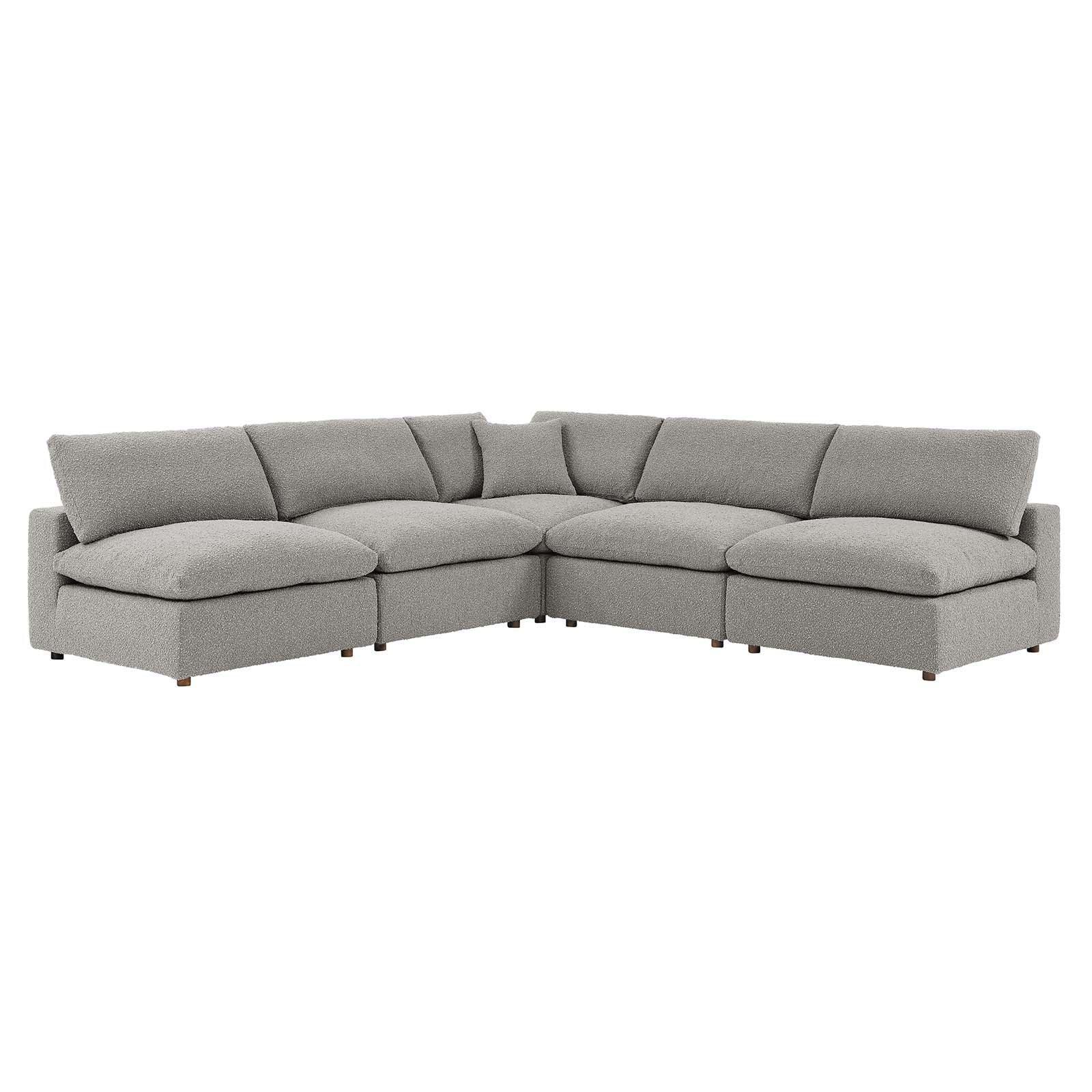 Commix Down Filled Overstuffed Boucle Fabric 5-Piece Sectional Sofa, EEI-6367 FredCo