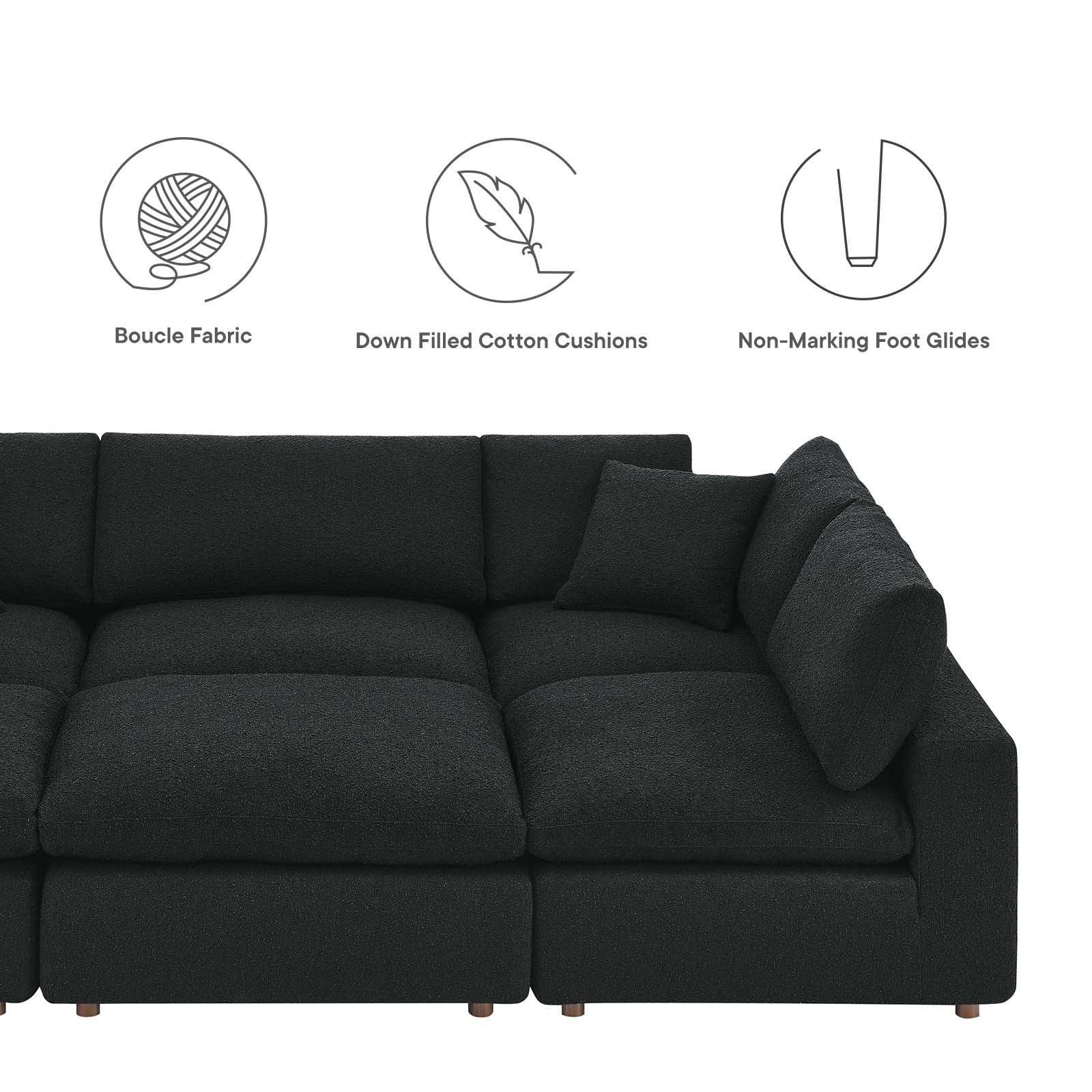 Commix Down Filled Overstuffed Boucle Fabric 6-Piece Sectional Sofa, EEI-6372 FredCo