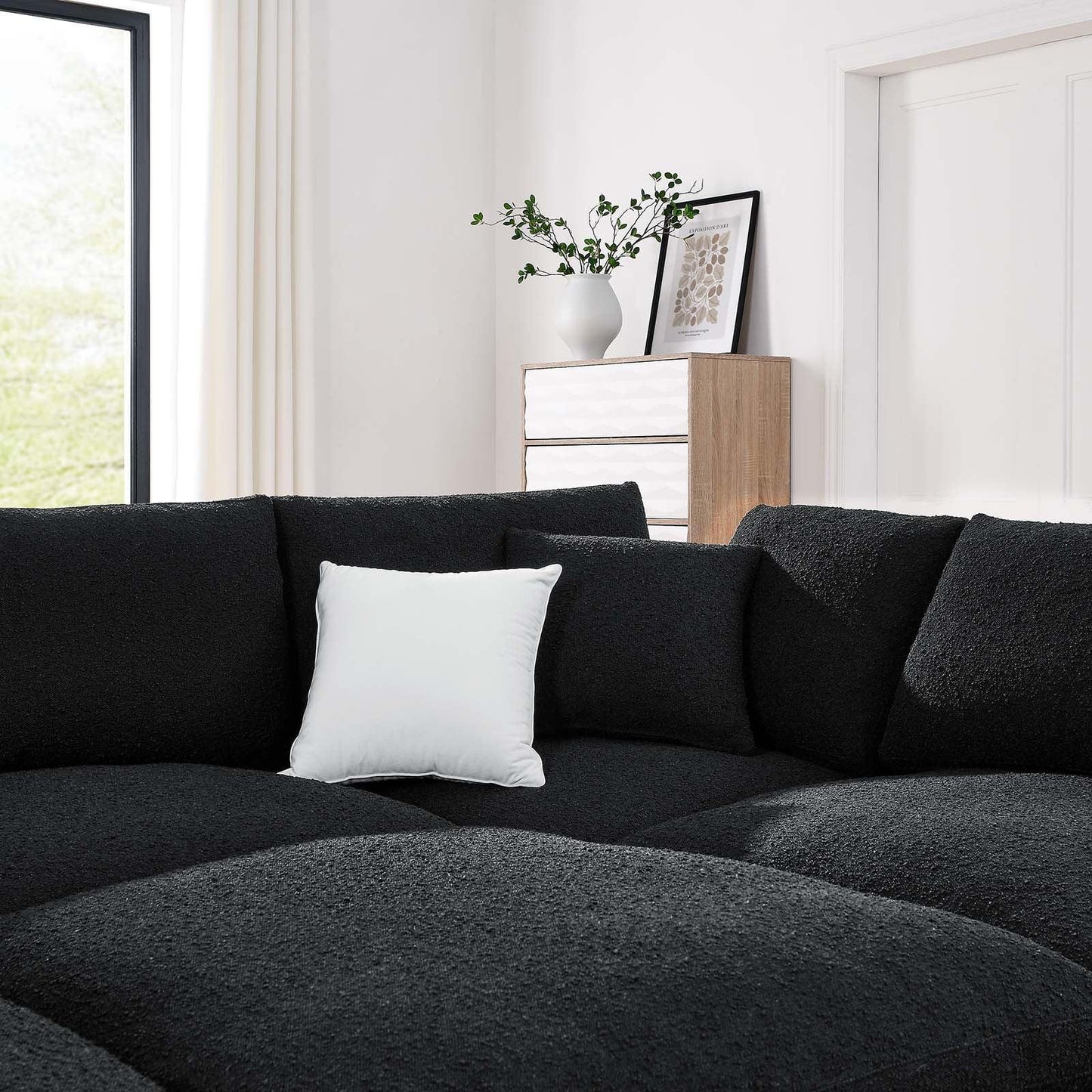 Commix Down Filled Overstuffed Boucle Fabric 6-Piece Sectional Sofa, EEI-6372 FredCo