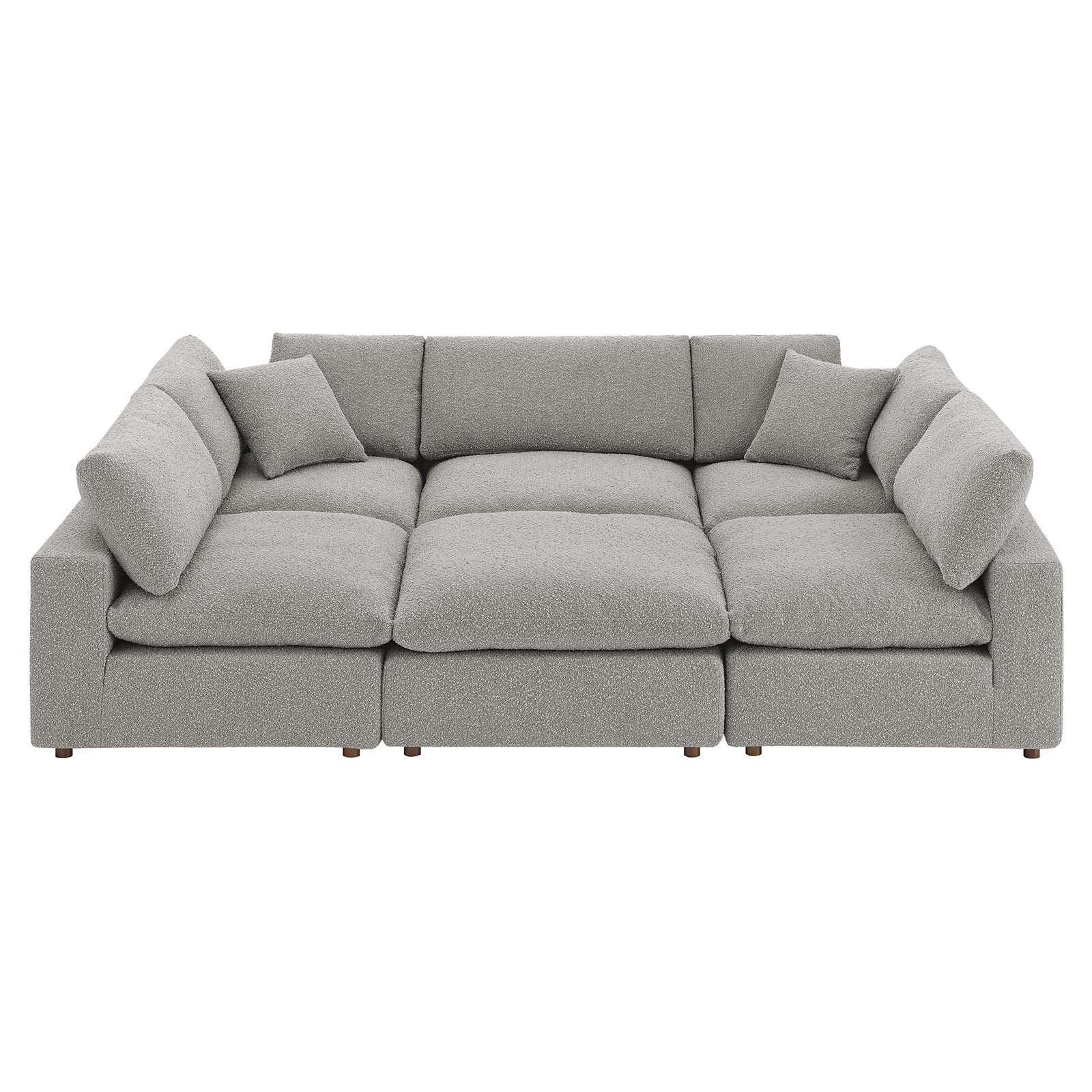 Commix Down Filled Overstuffed Boucle Fabric 6-Piece Sectional Sofa, EEI-6372 FredCo