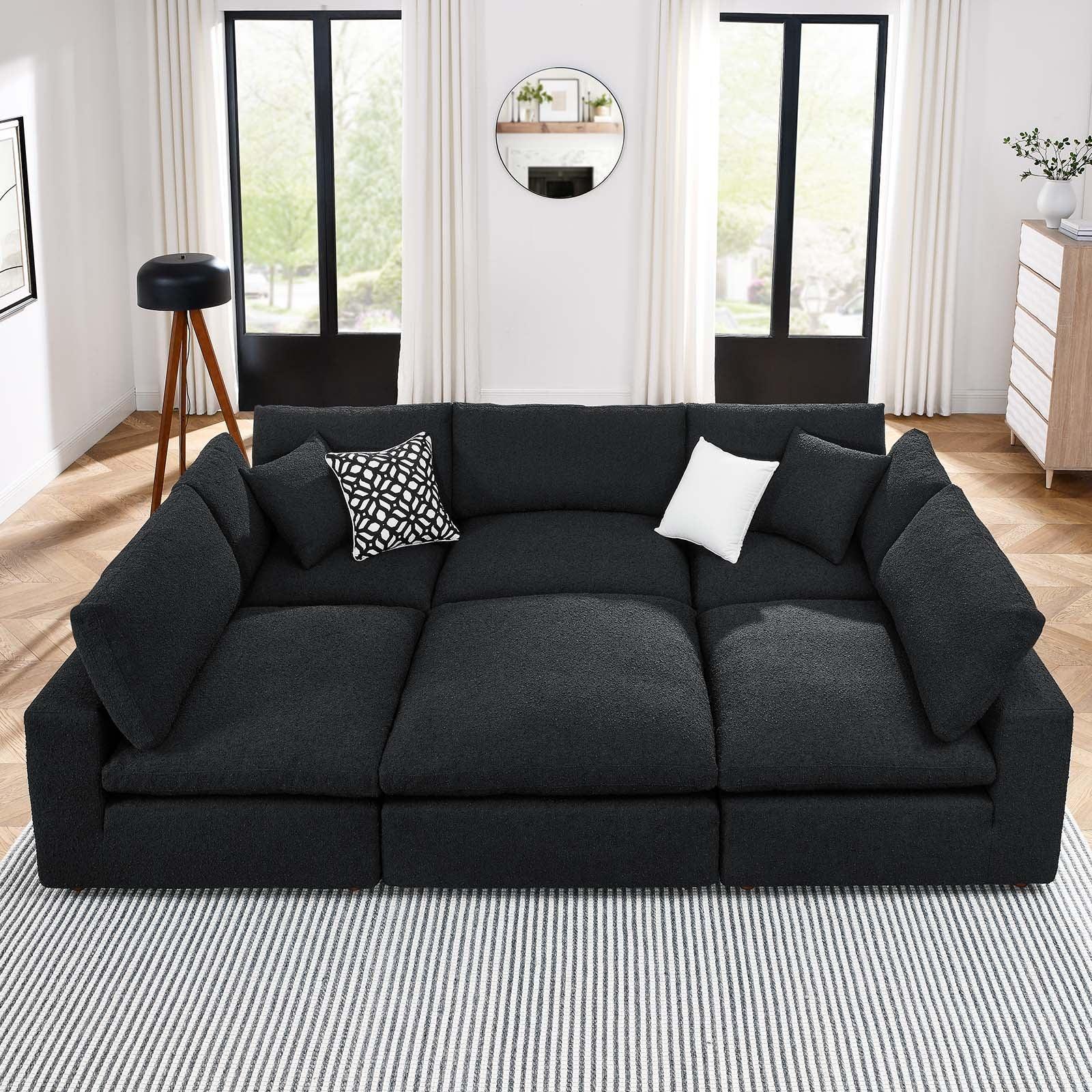 Commix Down Filled Overstuffed Boucle Fabric 6-Piece Sectional Sofa, EEI-6372 FredCo