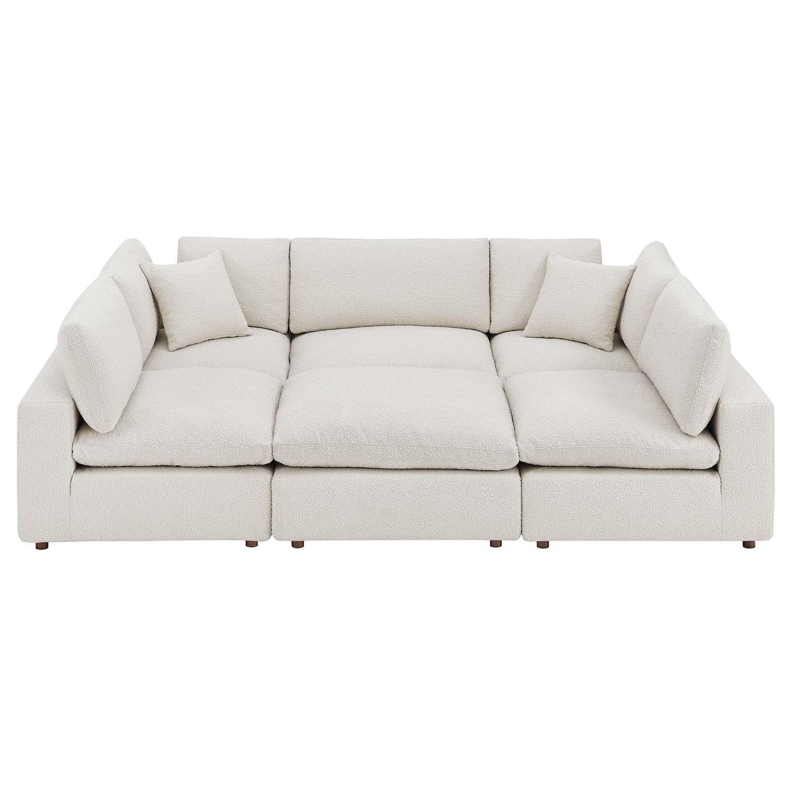 Commix Down Filled Overstuffed Boucle Fabric 6-Piece Sectional Sofa, EEI-6372 FredCo