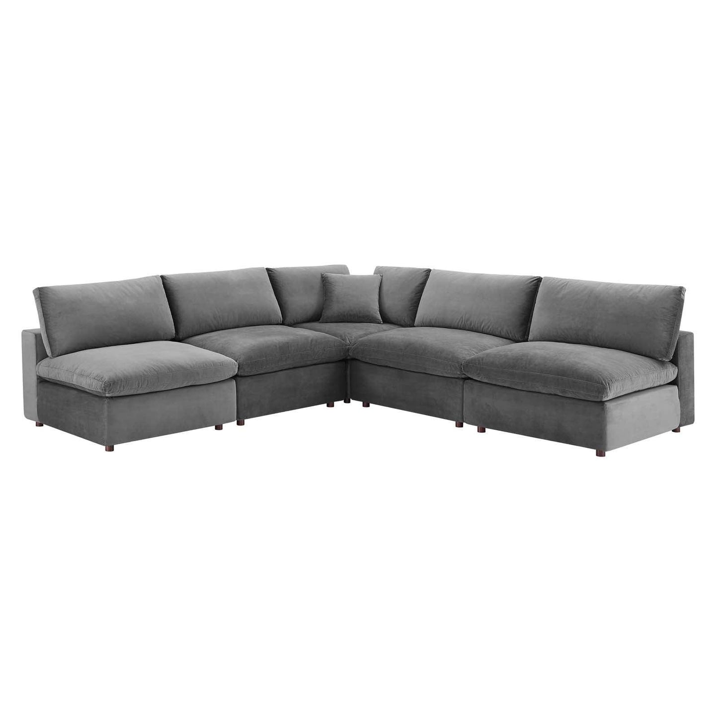 Commix Down Filled Overstuffed Performance Velvet 5-Piece Sectional Sofa, EEI-4822 FredCo