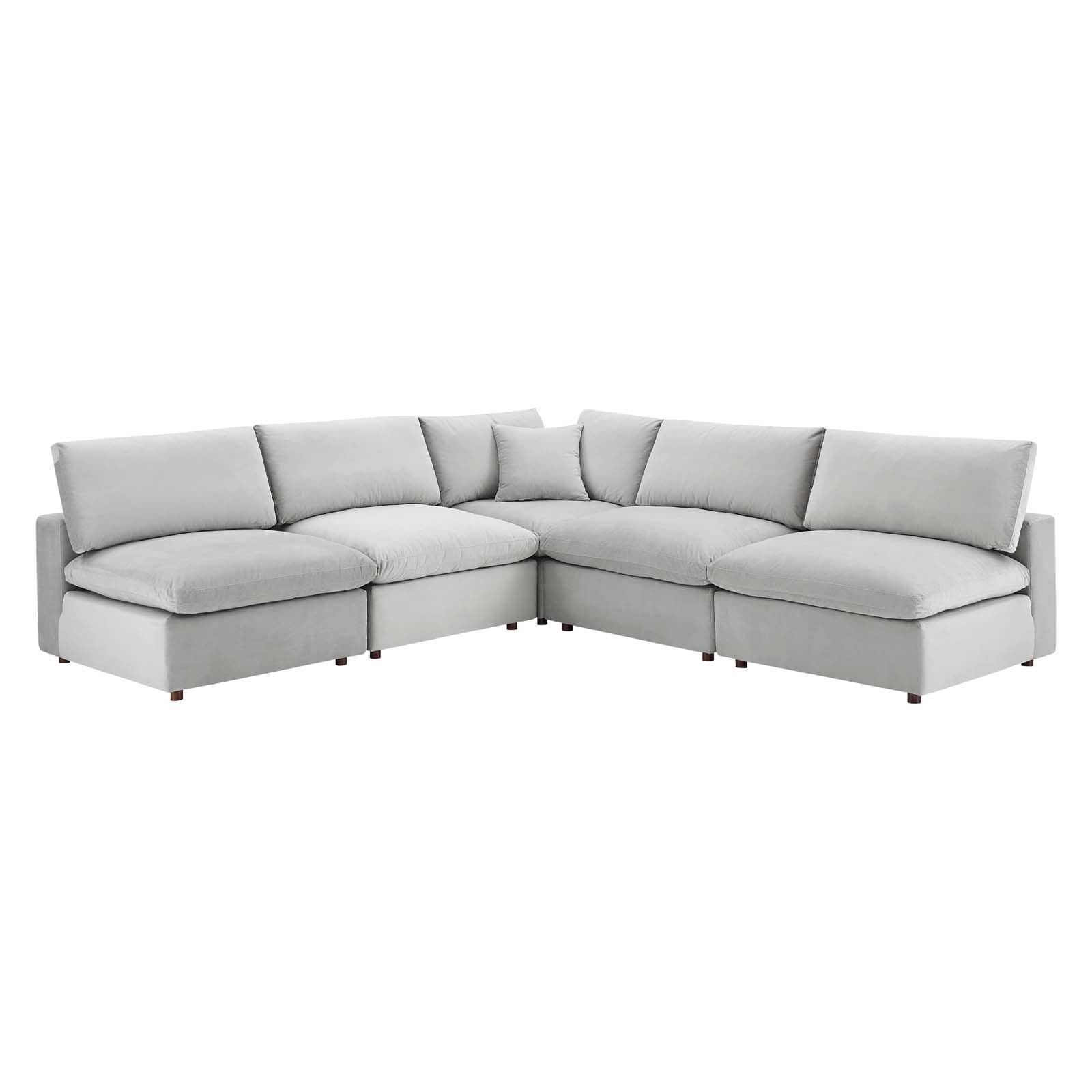 Commix Down Filled Overstuffed Performance Velvet 5-Piece Sectional Sofa, EEI-4822 FredCo