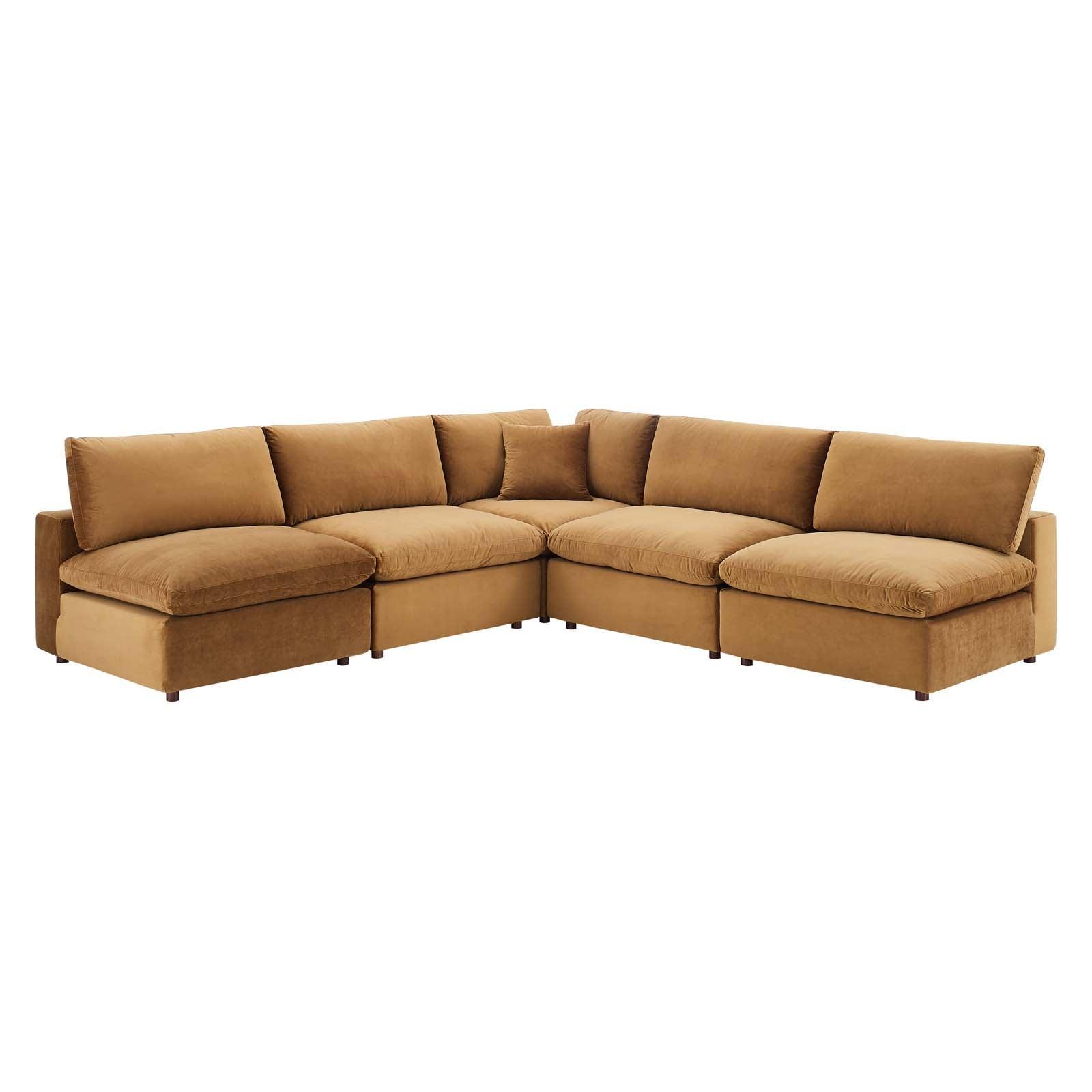 Commix Down Filled Overstuffed Performance Velvet 5-Piece Sectional Sofa, EEI-4822 FredCo