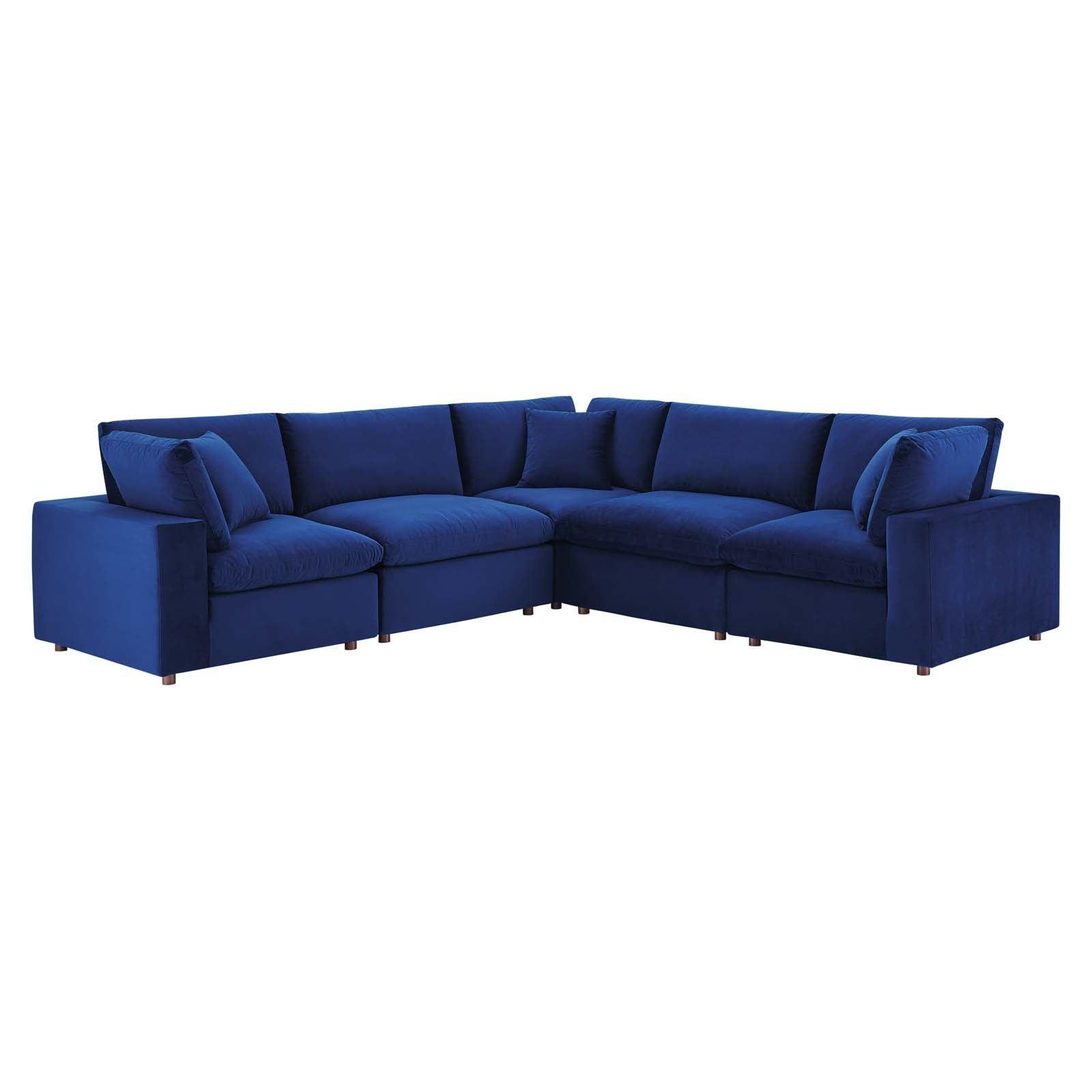 Commix Down Filled Overstuffed Performance Velvet 5-Piece Sectional Sofa, EEI-4823 FredCo