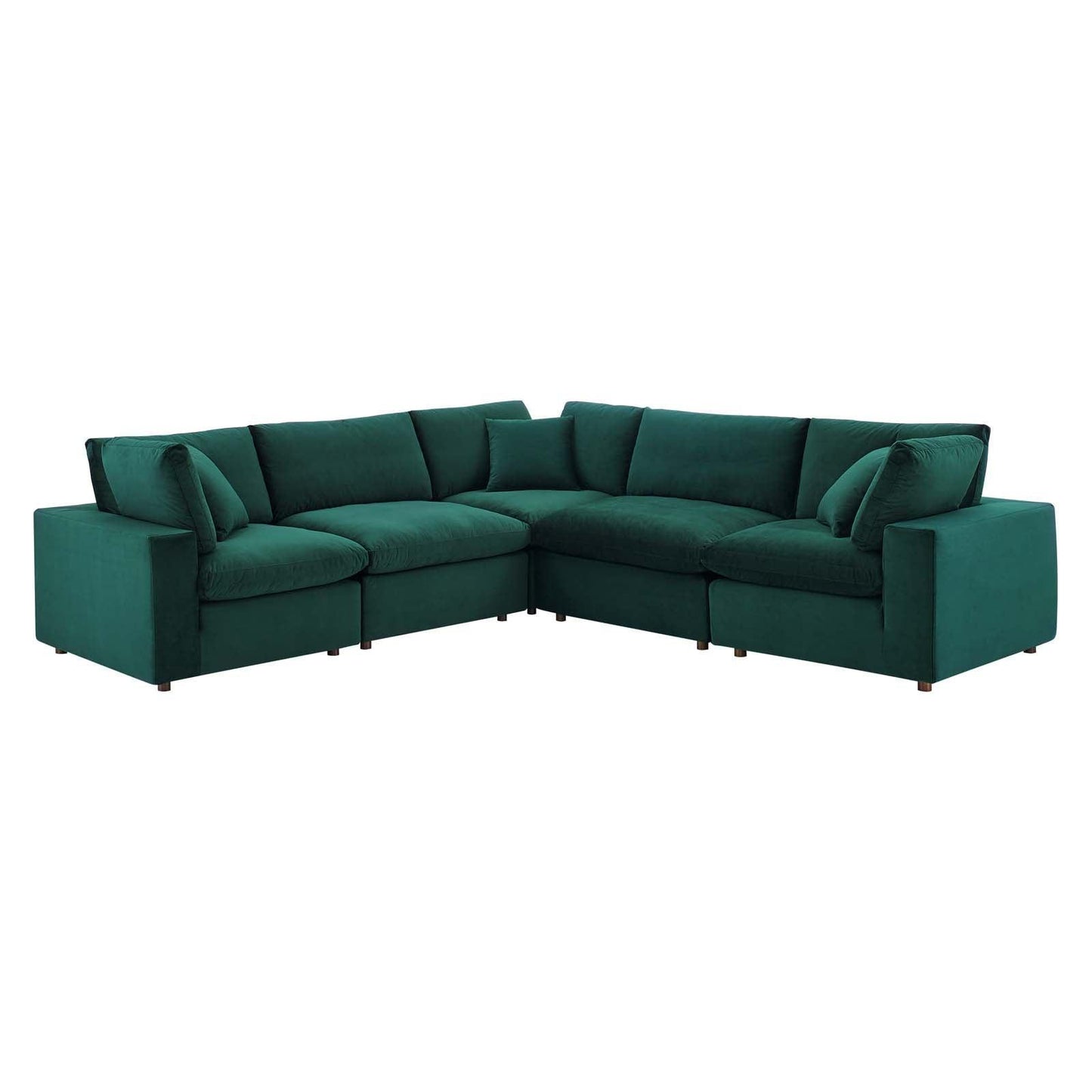 Commix Down Filled Overstuffed Performance Velvet 5-Piece Sectional Sofa, EEI-4823 FredCo