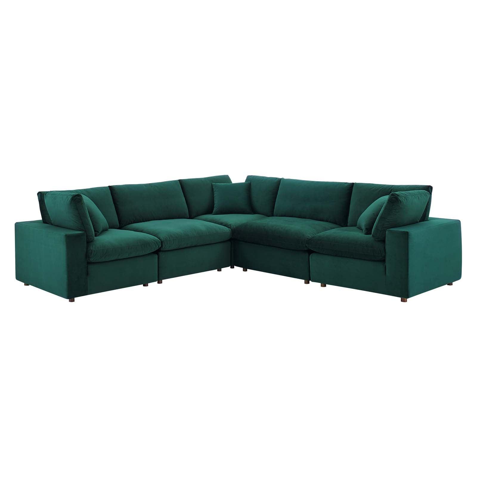 Commix Down Filled Overstuffed Performance Velvet 5-Piece Sectional Sofa, EEI-4823 FredCo
