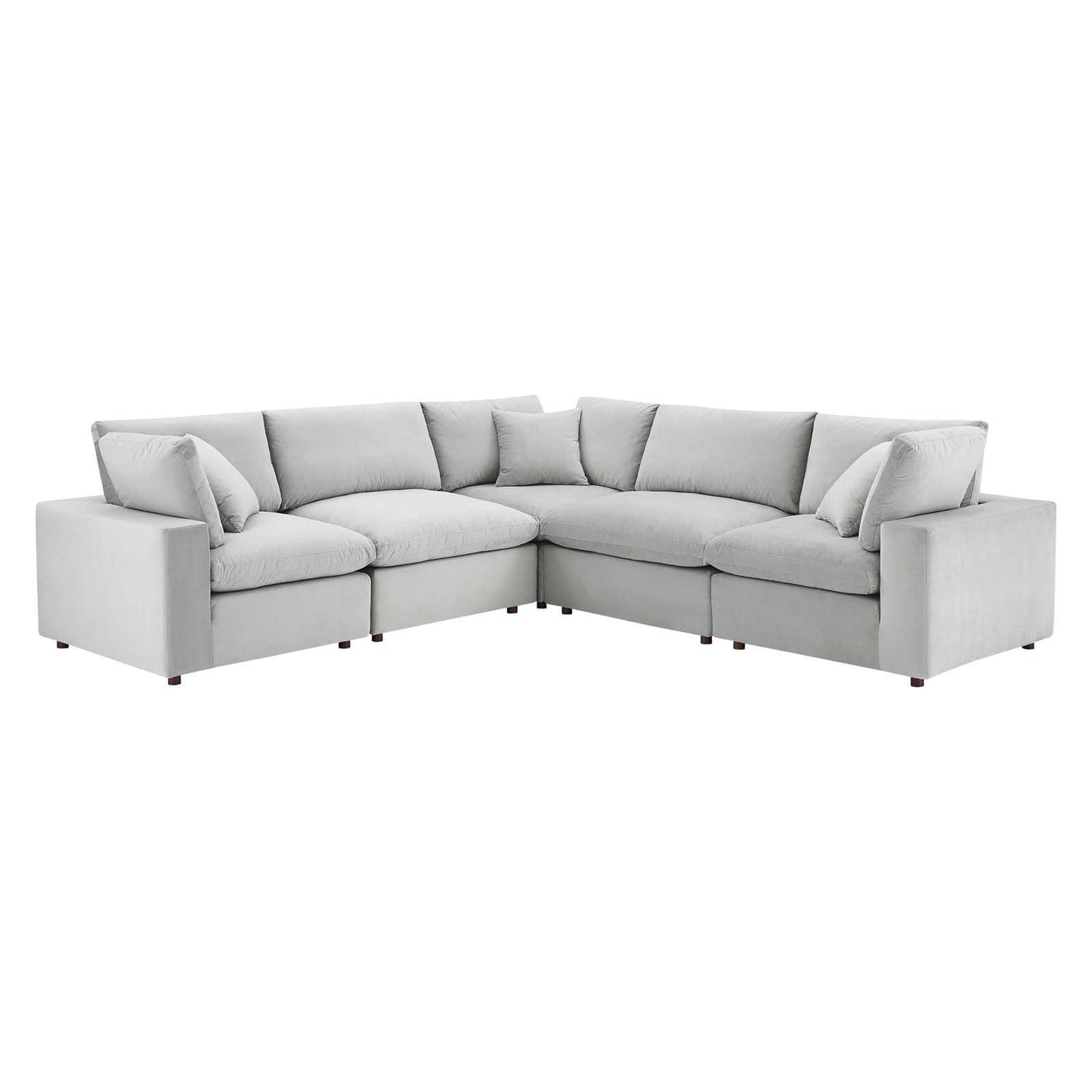 Commix Down Filled Overstuffed Performance Velvet 5-Piece Sectional Sofa, EEI-4823 FredCo