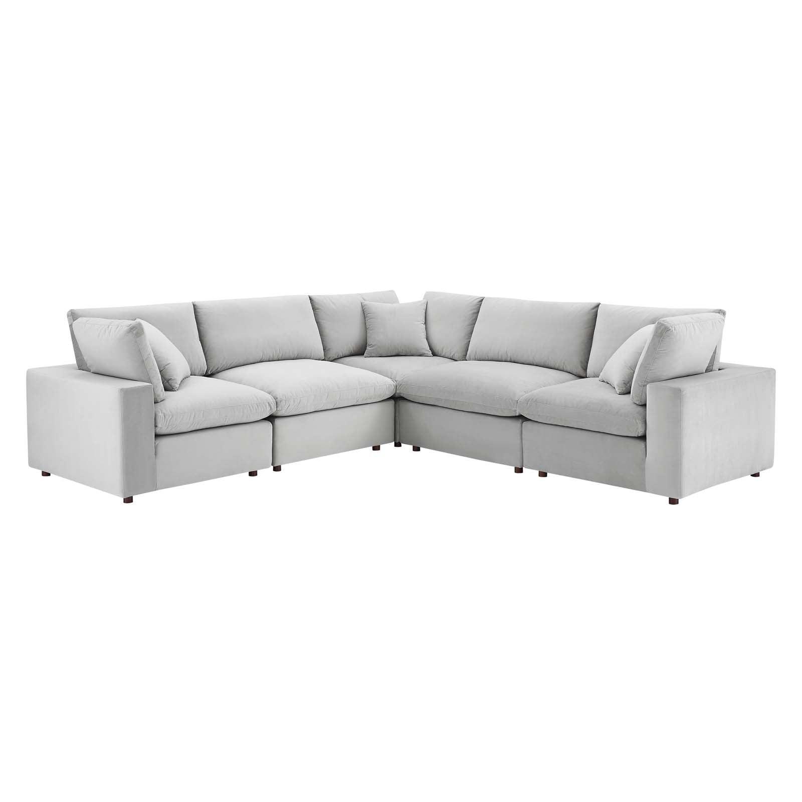 Commix Down Filled Overstuffed Performance Velvet 5-Piece Sectional Sofa, EEI-4823 FredCo