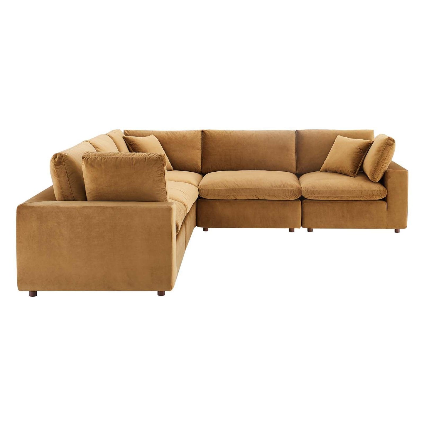 Commix Down Filled Overstuffed Performance Velvet 5-Piece Sectional Sofa, EEI-4823 FredCo