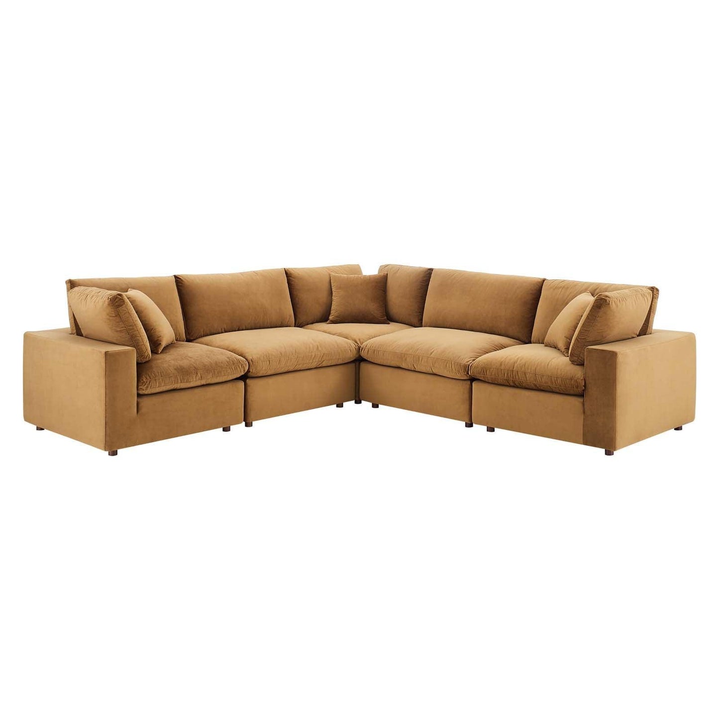Commix Down Filled Overstuffed Performance Velvet 5-Piece Sectional Sofa, EEI-4823 FredCo