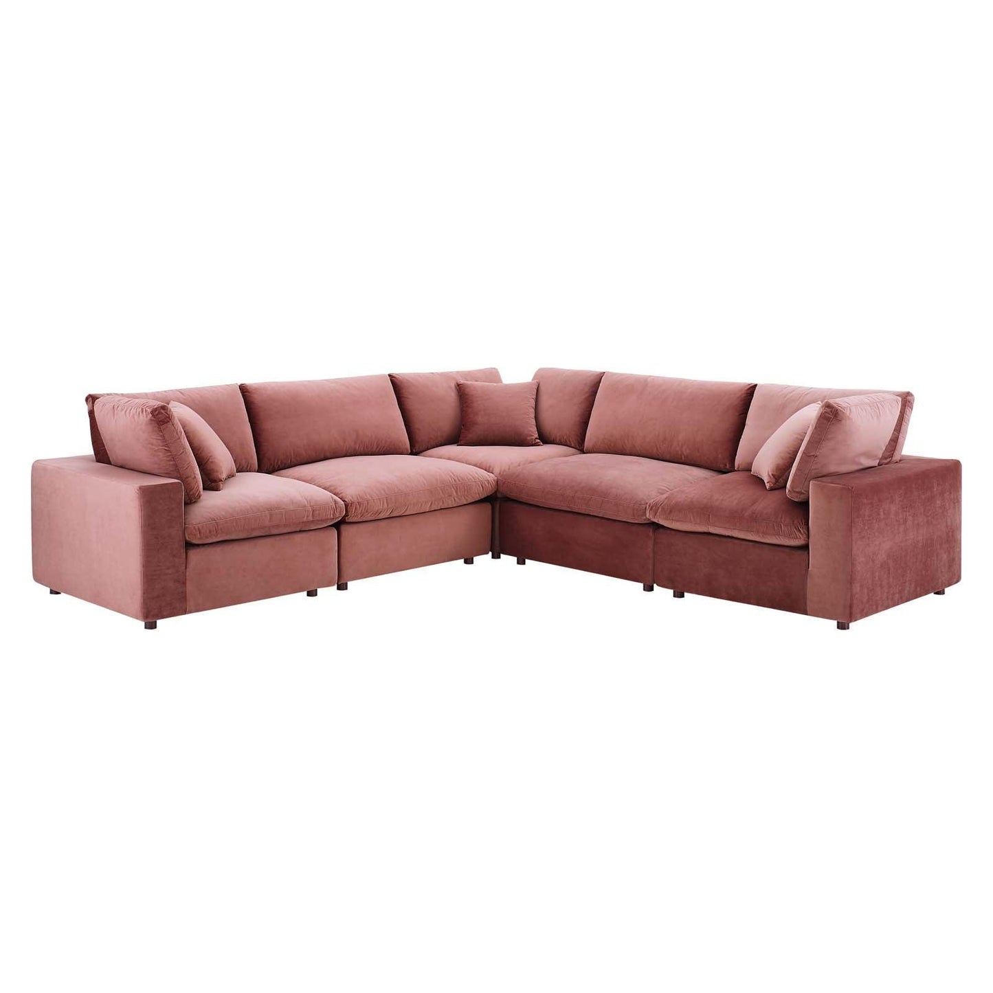 Commix Down Filled Overstuffed Performance Velvet 5-Piece Sectional Sofa, EEI-4823 FredCo