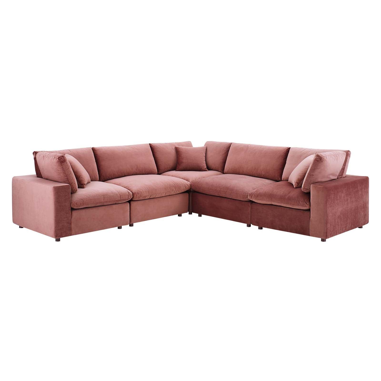 Commix Down Filled Overstuffed Performance Velvet 5-Piece Sectional Sofa, EEI-4823 FredCo