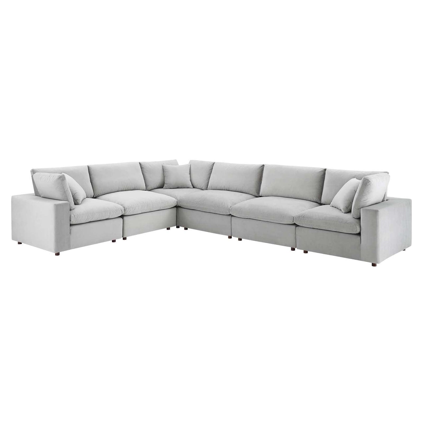 Commix Down Filled Overstuffed Performance Velvet 6-Piece Sectional Sofa, EEI-4824 FredCo