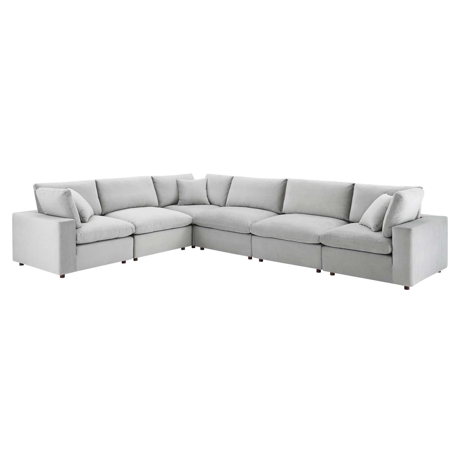 Commix Down Filled Overstuffed Performance Velvet 6-Piece Sectional Sofa, EEI-4824 FredCo