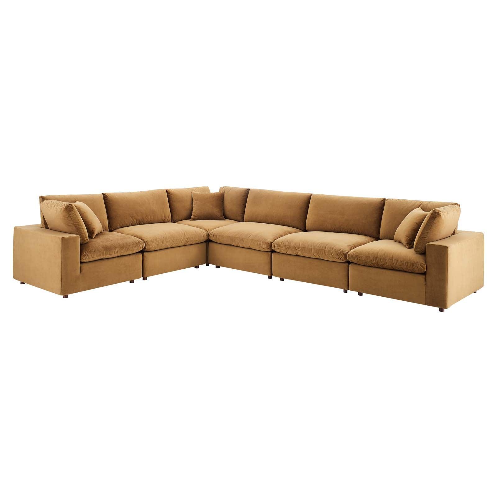 Commix Down Filled Overstuffed Performance Velvet 6-Piece Sectional Sofa, EEI-4824 FredCo