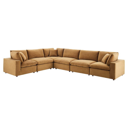 Commix Down Filled Overstuffed Performance Velvet 6-Piece Sectional Sofa, EEI-4824 FredCo
