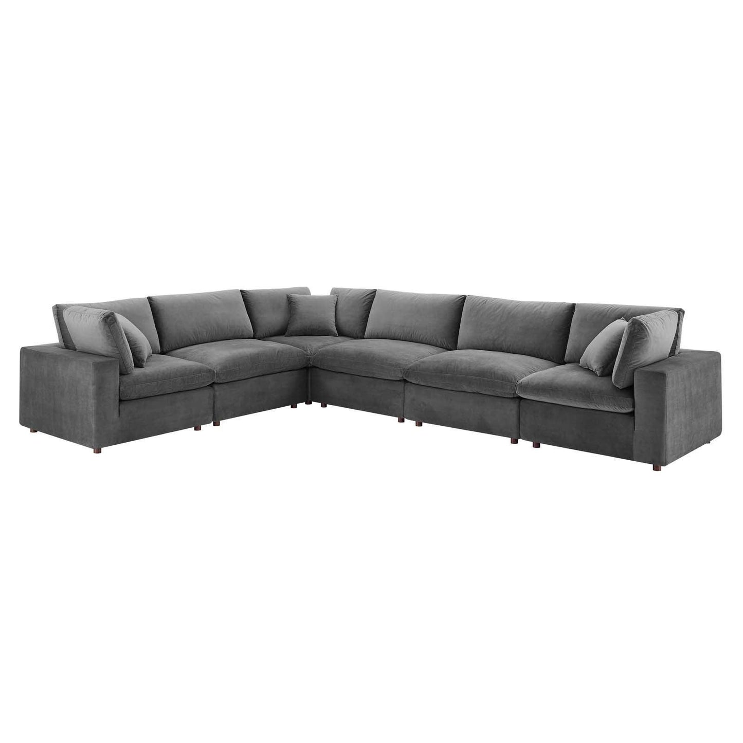 Commix Down Filled Overstuffed Performance Velvet 6-Piece Sectional Sofa, EEI-4824 FredCo