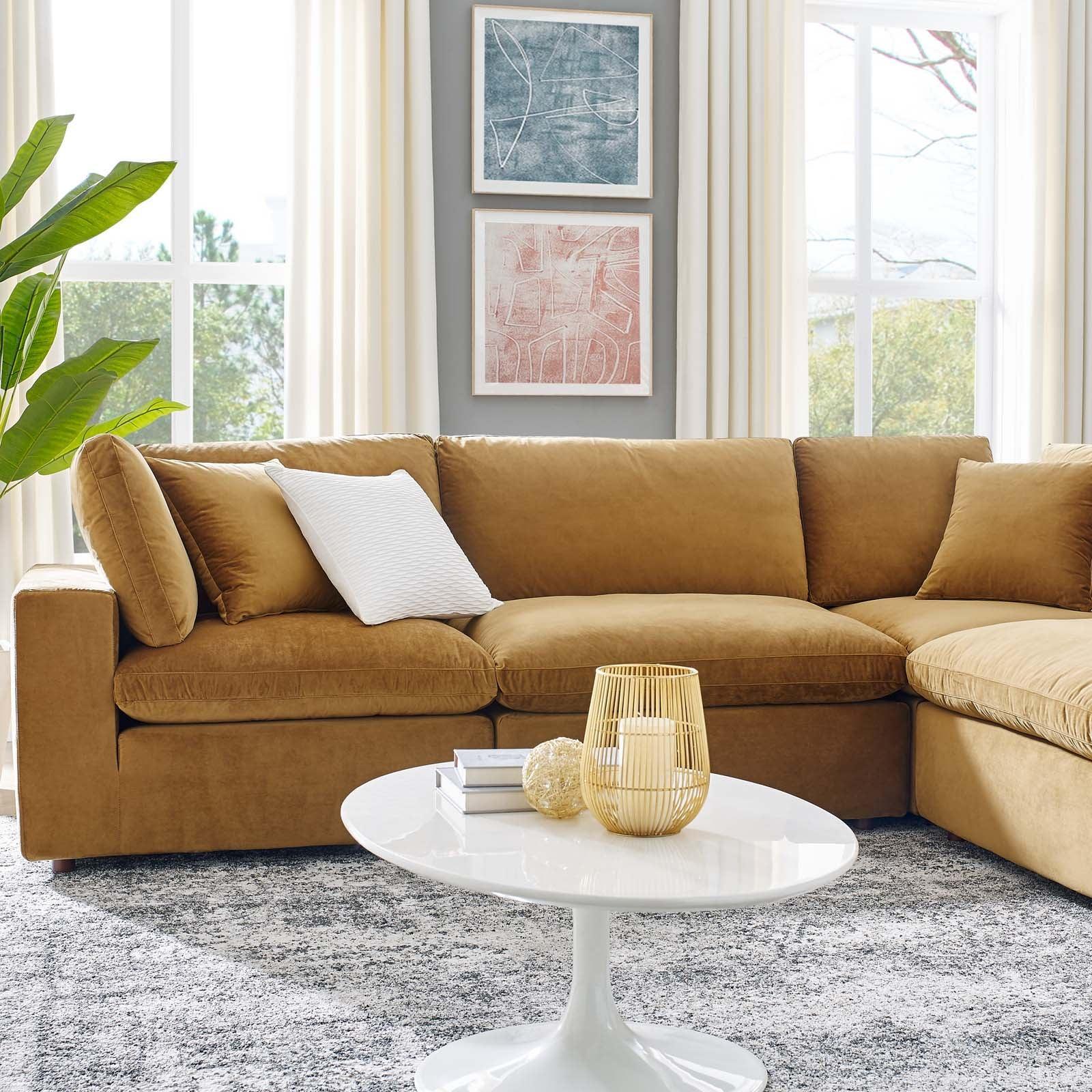 Commix Down Filled Overstuffed Performance Velvet 6-Piece Sectional Sofa, EEI-4824 FredCo
