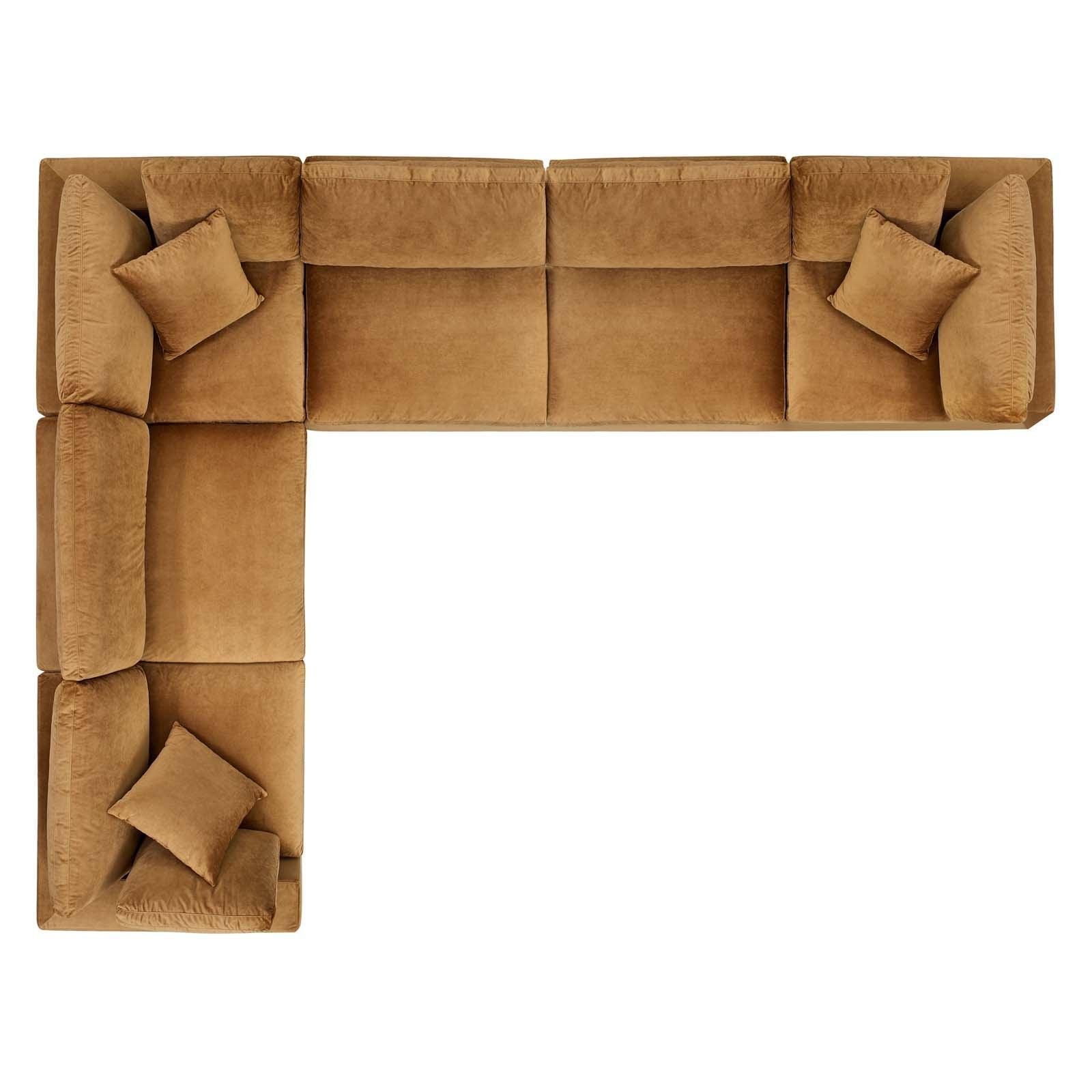 Commix Down Filled Overstuffed Performance Velvet 6-Piece Sectional Sofa, EEI-4824 FredCo