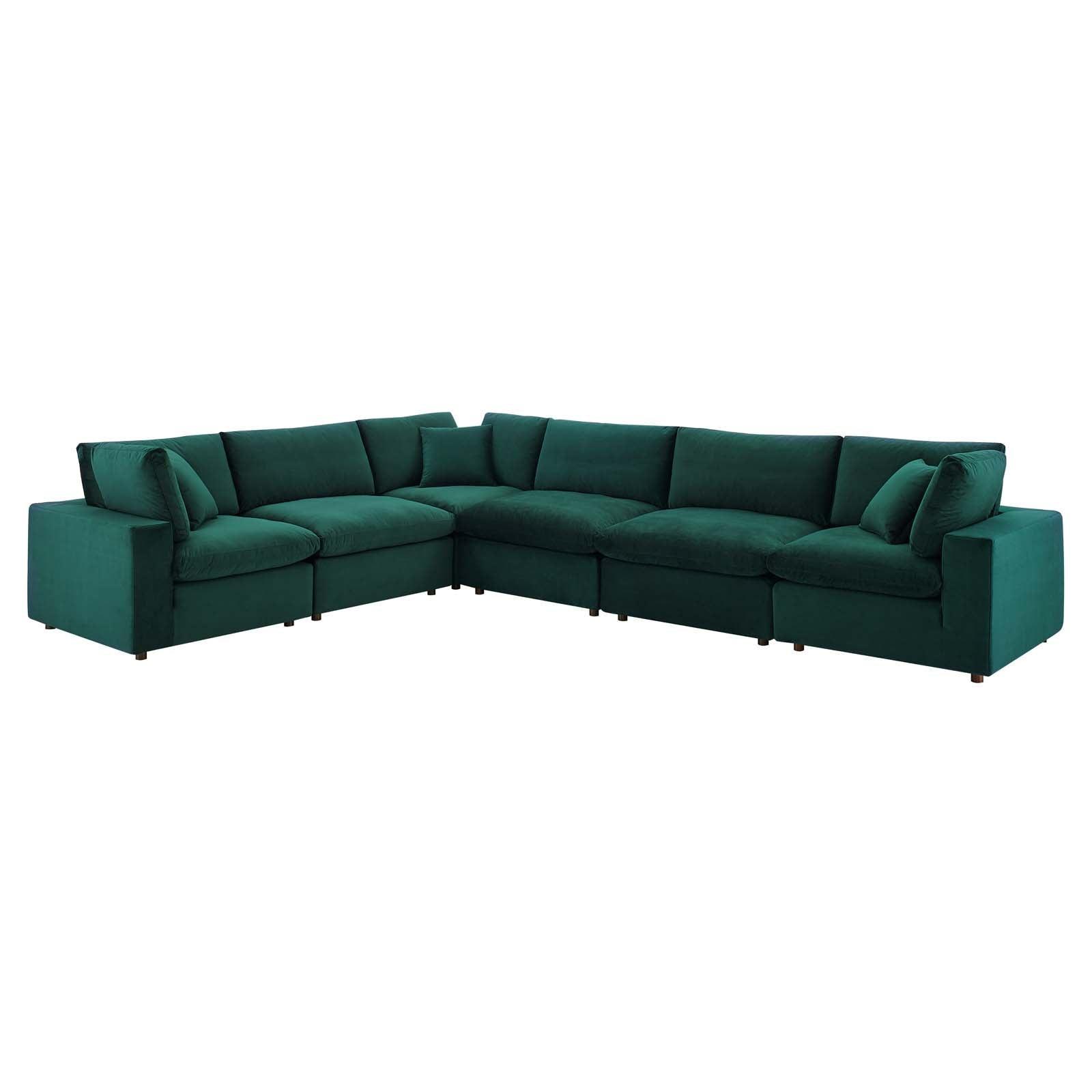 Commix Down Filled Overstuffed Performance Velvet 6-Piece Sectional Sofa, EEI-4824 FredCo