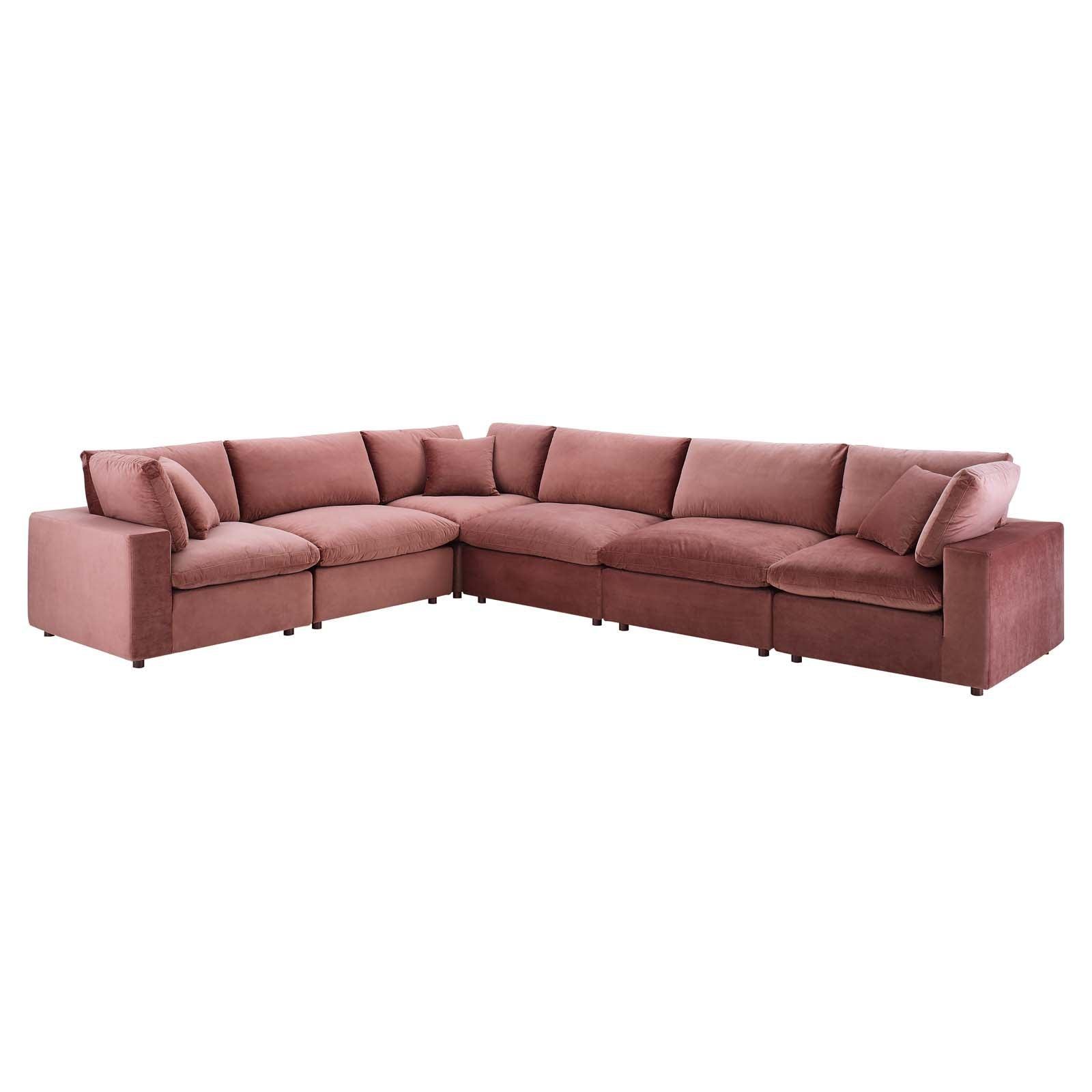 Commix Down Filled Overstuffed Performance Velvet 6-Piece Sectional Sofa, EEI-4824 FredCo