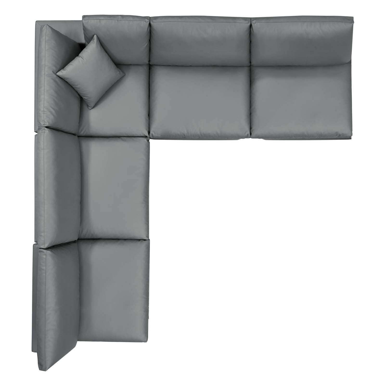 Commix Down Filled Overstuffed Vegan Leather 5-Piece Sectional Sofa, EEI-4919 FredCo
