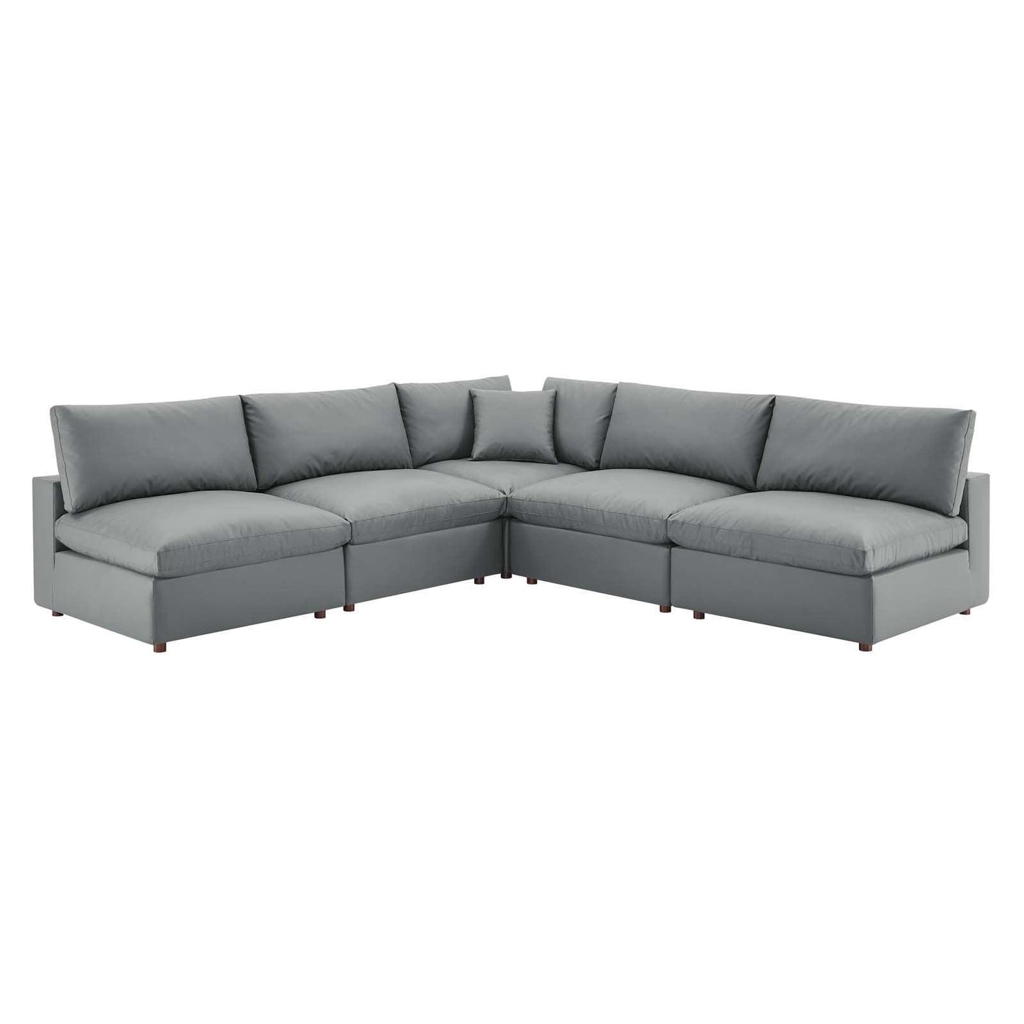 Commix Down Filled Overstuffed Vegan Leather 5-Piece Sectional Sofa, EEI-4919 FredCo