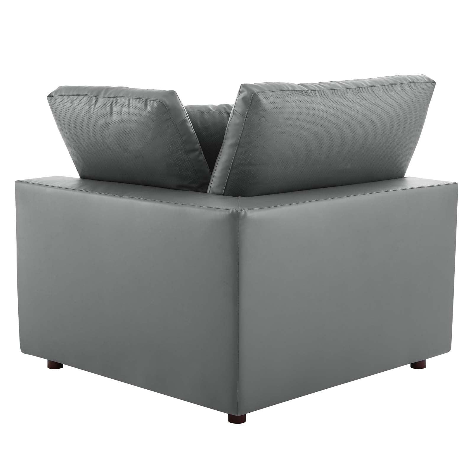 Commix Down Filled Overstuffed Vegan Leather 5-Piece Sectional Sofa, EEI-4919 FredCo