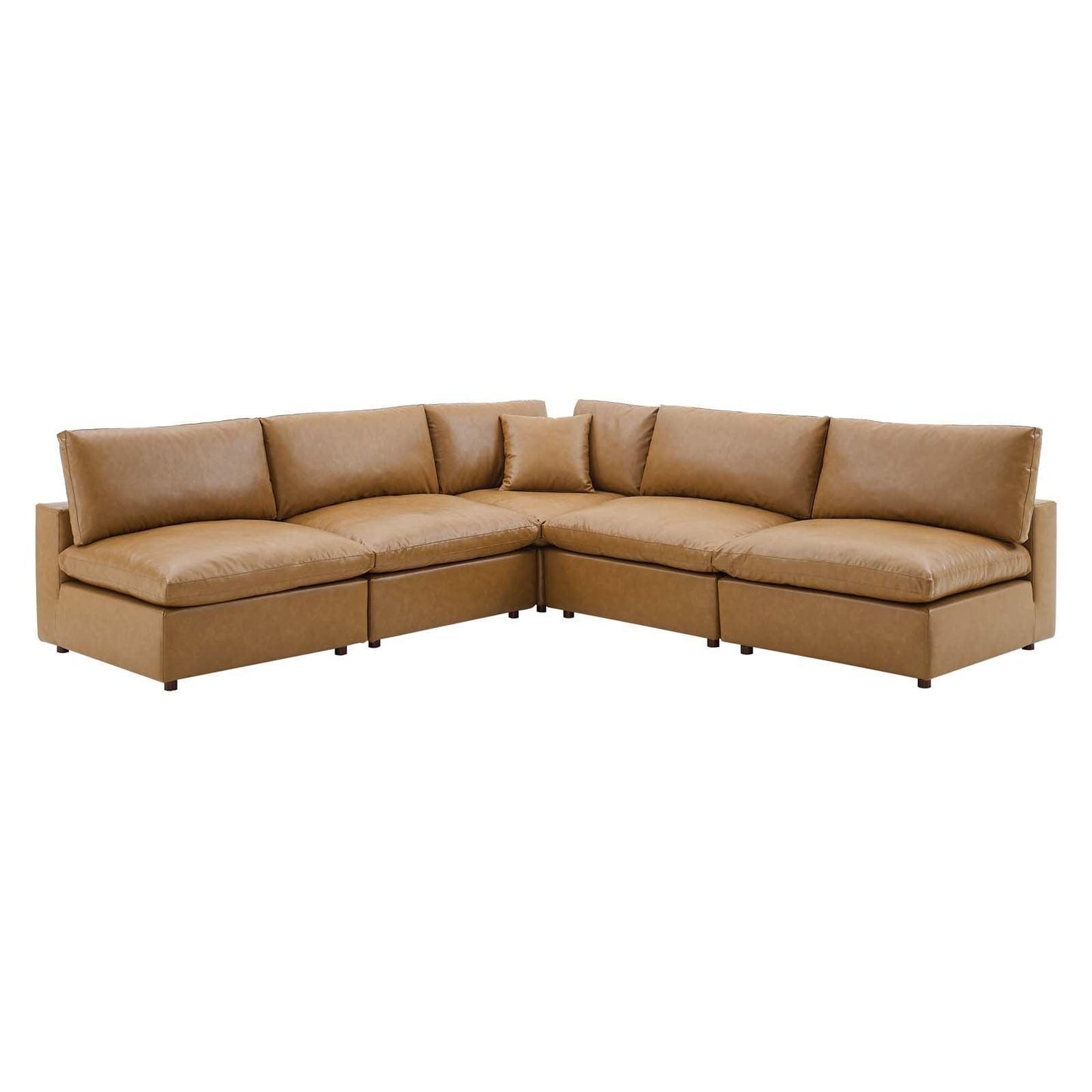 Commix Down Filled Overstuffed Vegan Leather 5-Piece Sectional Sofa, EEI-4919 FredCo